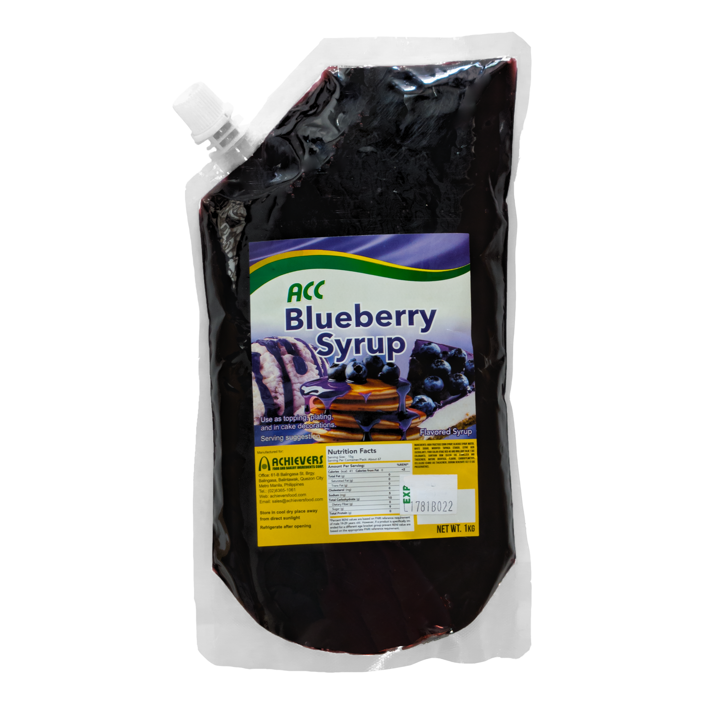 Achievers ACC Blueberry Syrup 1kg