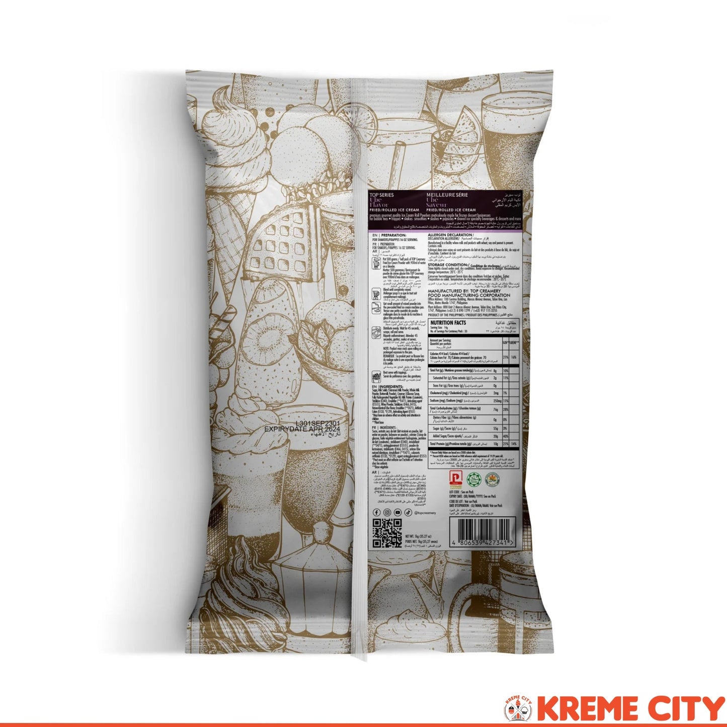 TOP Creamery Top Series Ube Fried Ice Cream Powder Premix 1kg