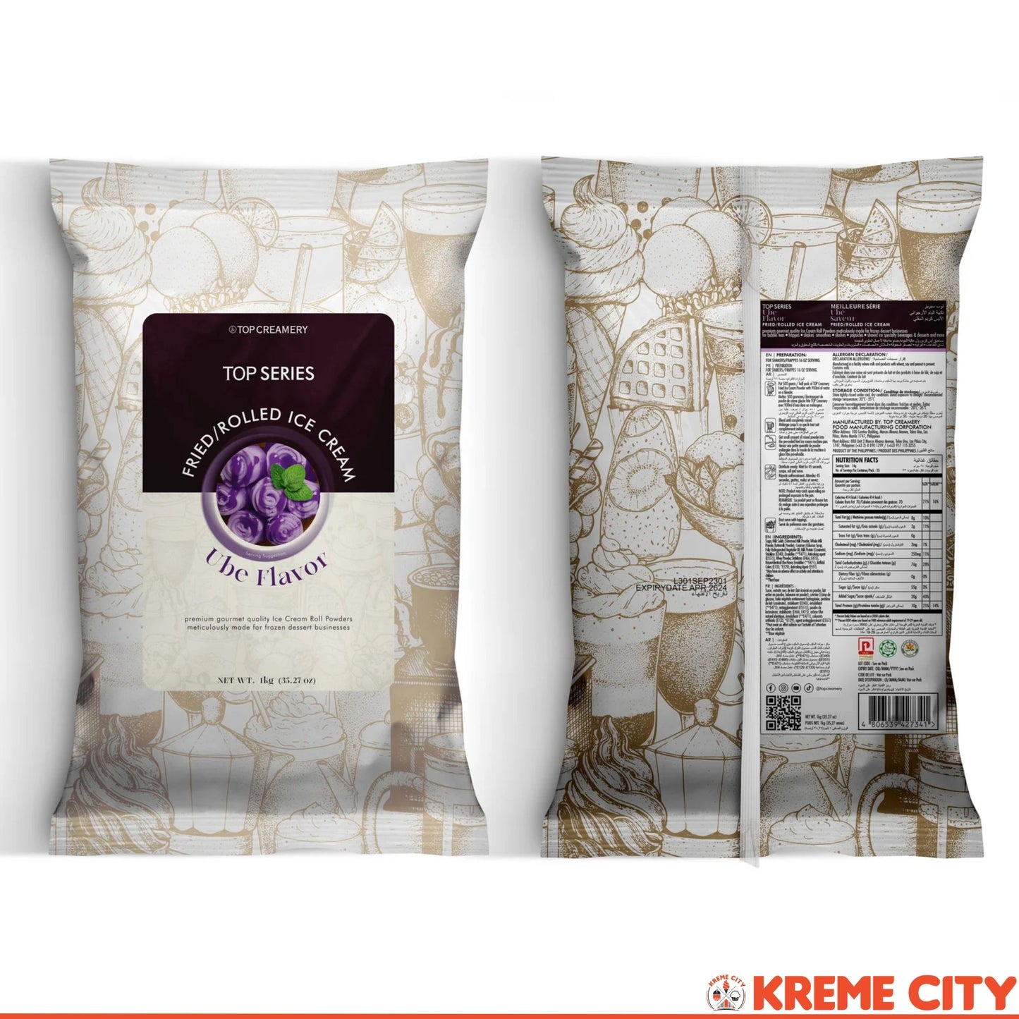 TOP Creamery Top Series Ube Fried Ice Cream Powder Premix 1kg