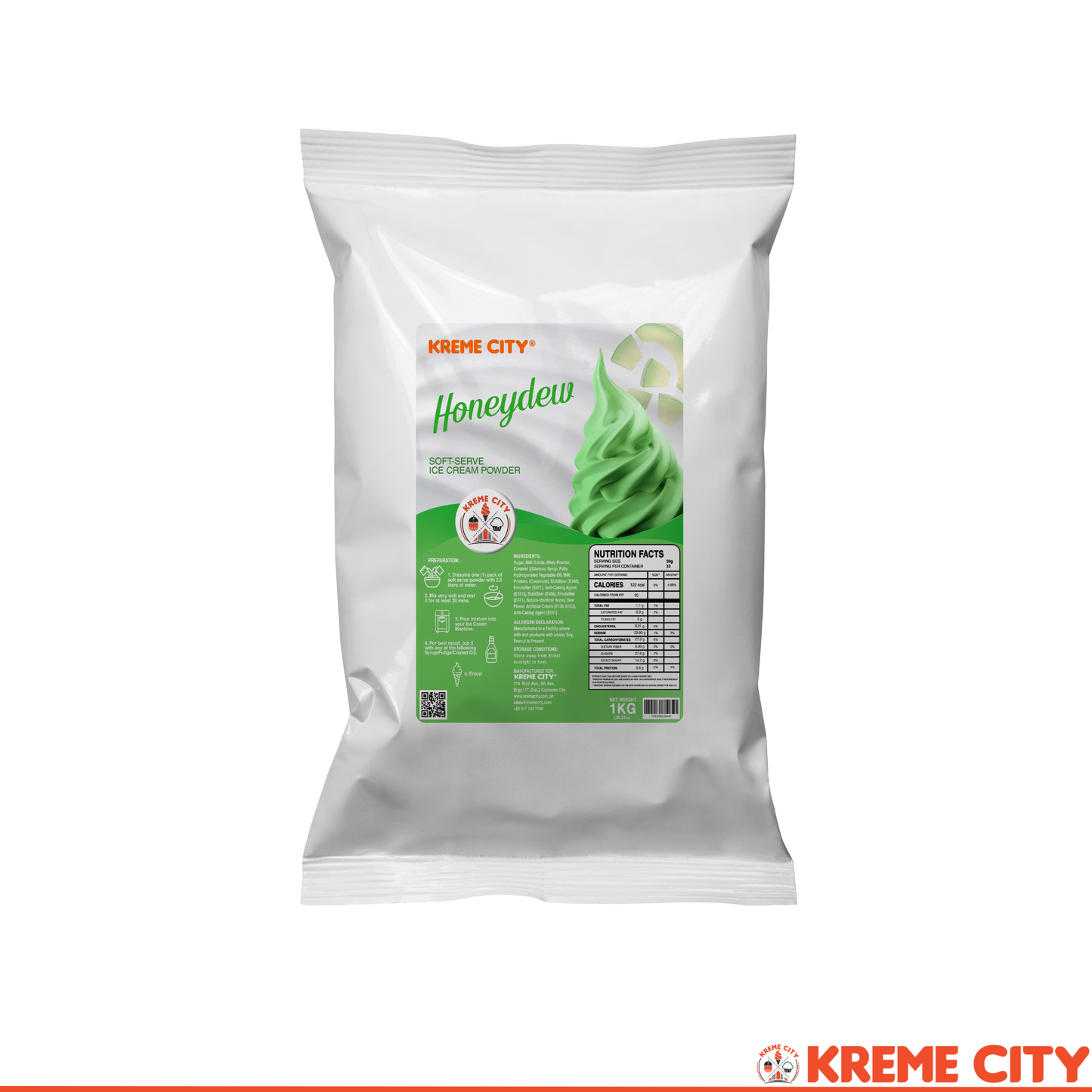 Kreme City Honeydew Soft Serve Ice Cream Powder Premix 1kg