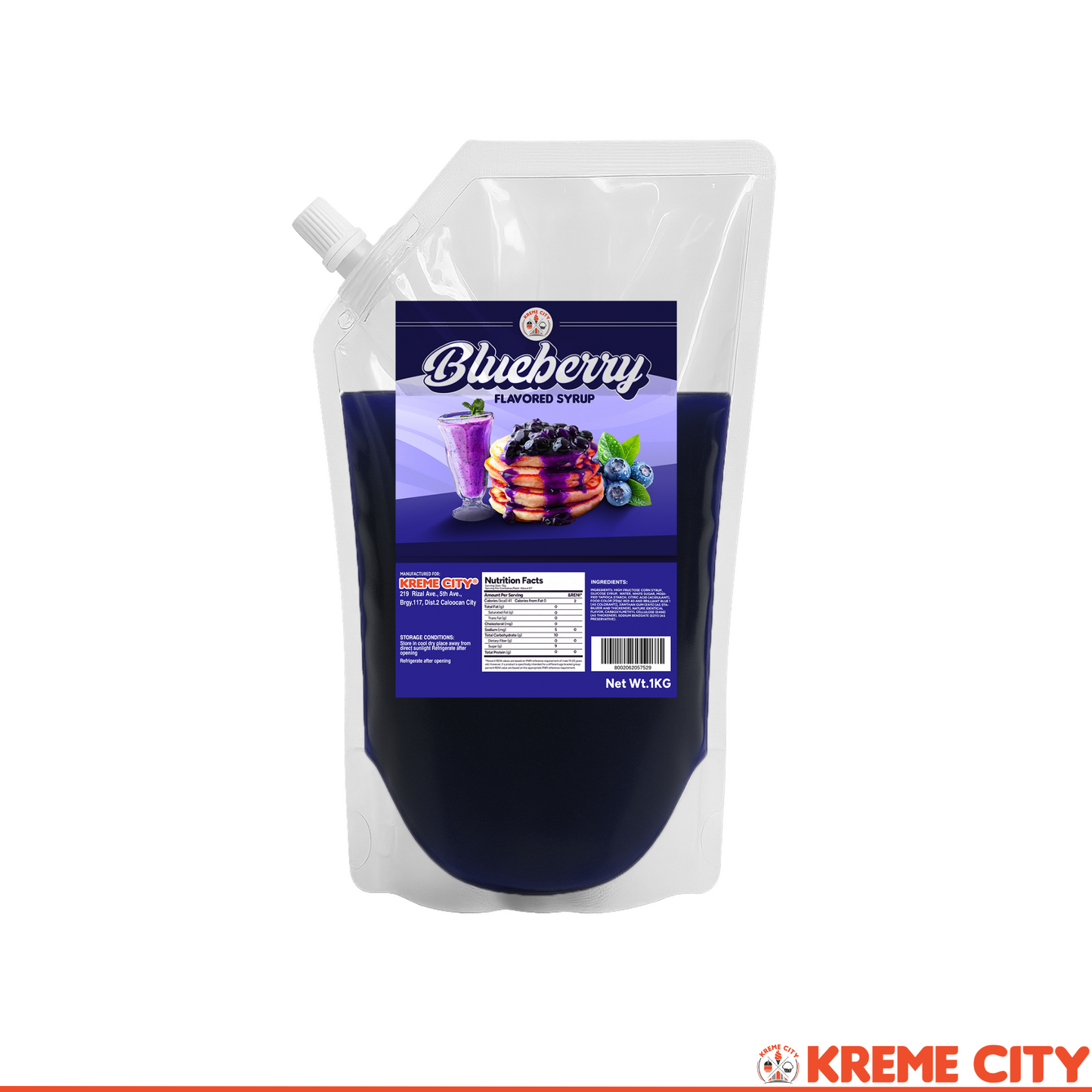 Kreme City Blueberry Flavored Syrup 1kg