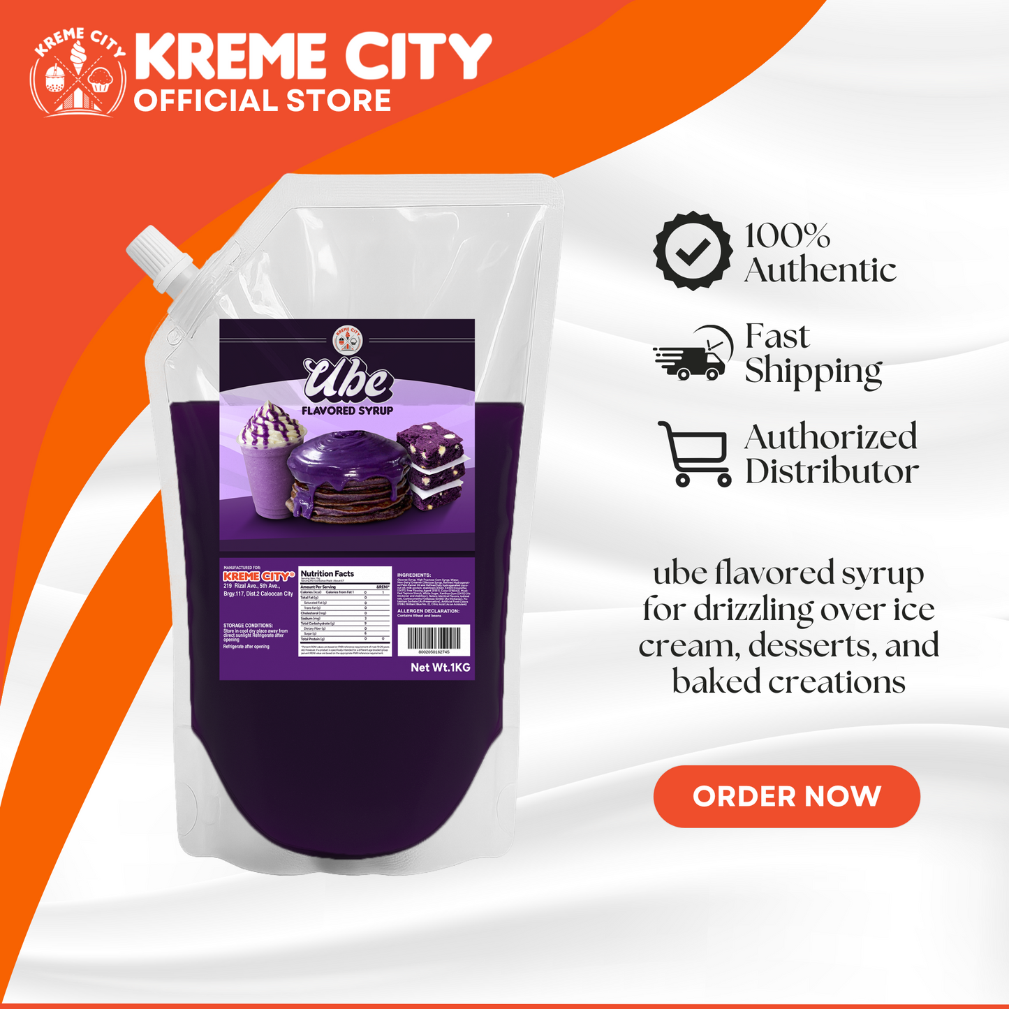 Kreme City Ube Flavored Syrup 1kg