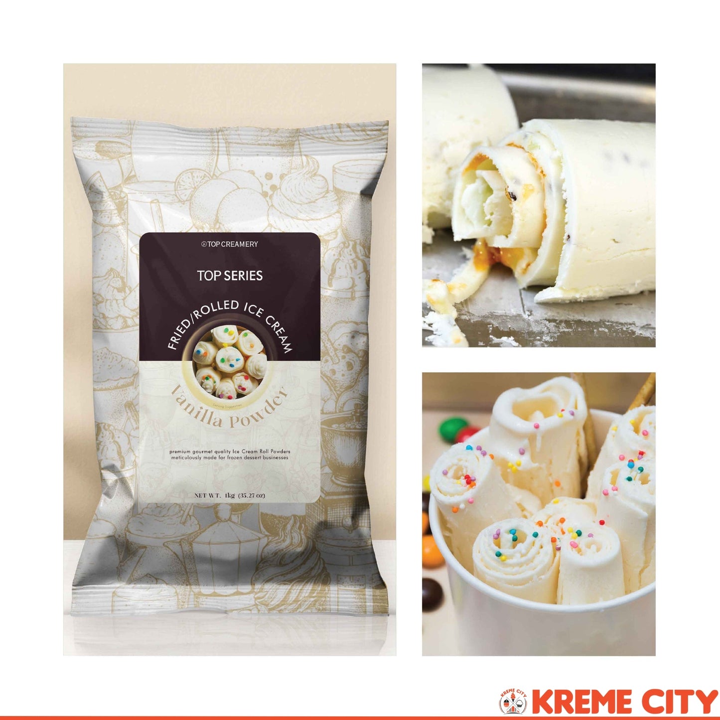 TOP Creamery Top Series Vanilla Fried Ice Cream Powder Premix 1kg