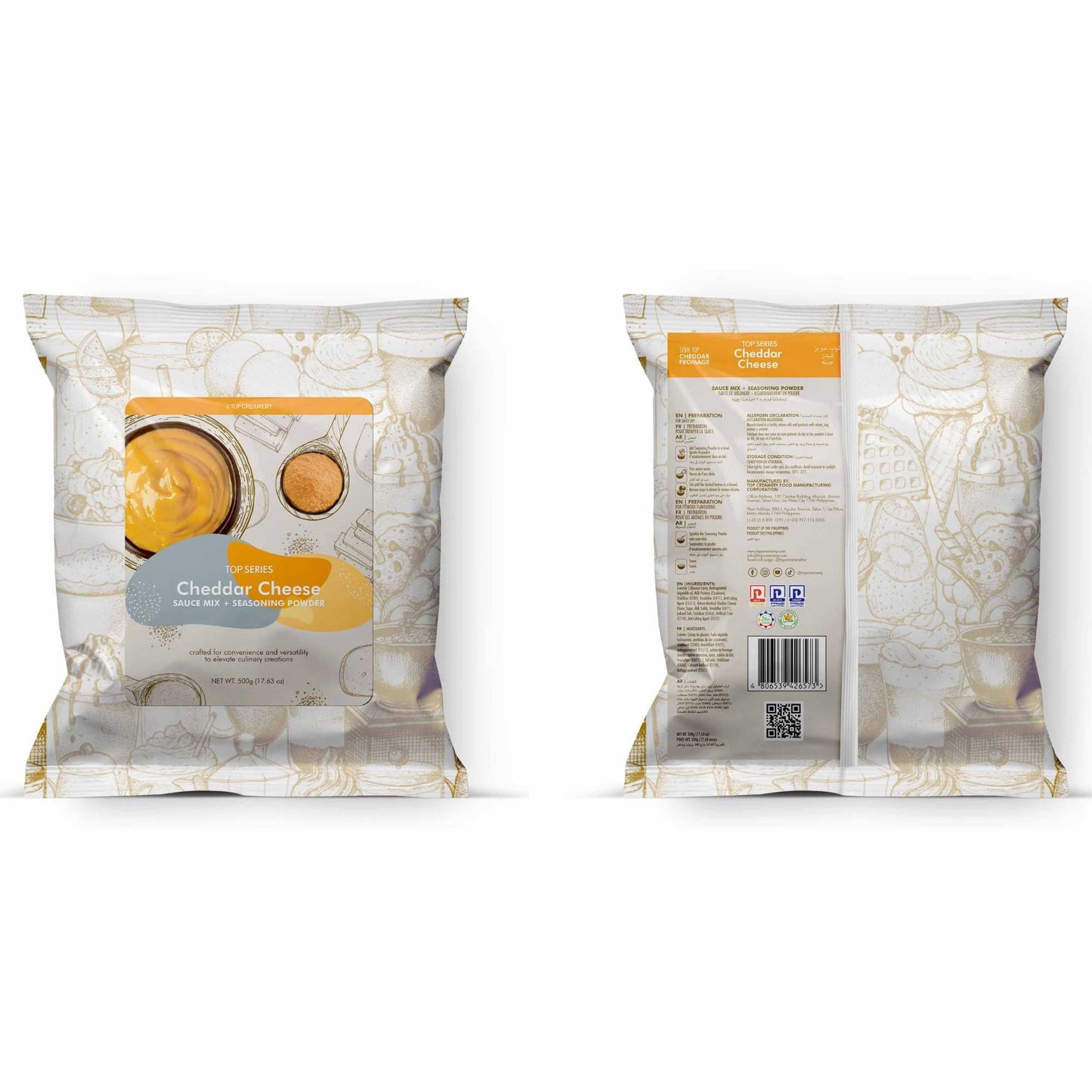 TOP Creamery Top Series Cheddar Cheese Sauce Mix + Seasoning Powder 500g