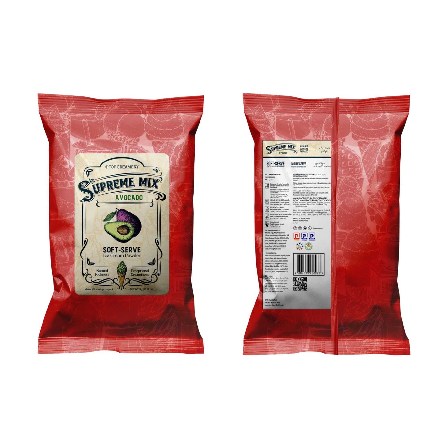 TOP Creamery Supreme Mix Avocado Soft Serve Ice Cream Powder Premix 1kg