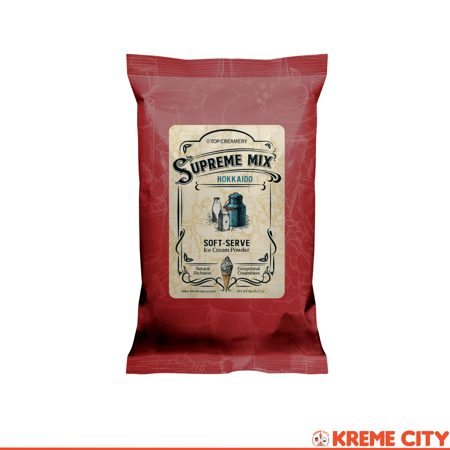 TOP Creamery Supreme Mix Hokkaido Soft Serve Ice Cream Powder Premix 1kg