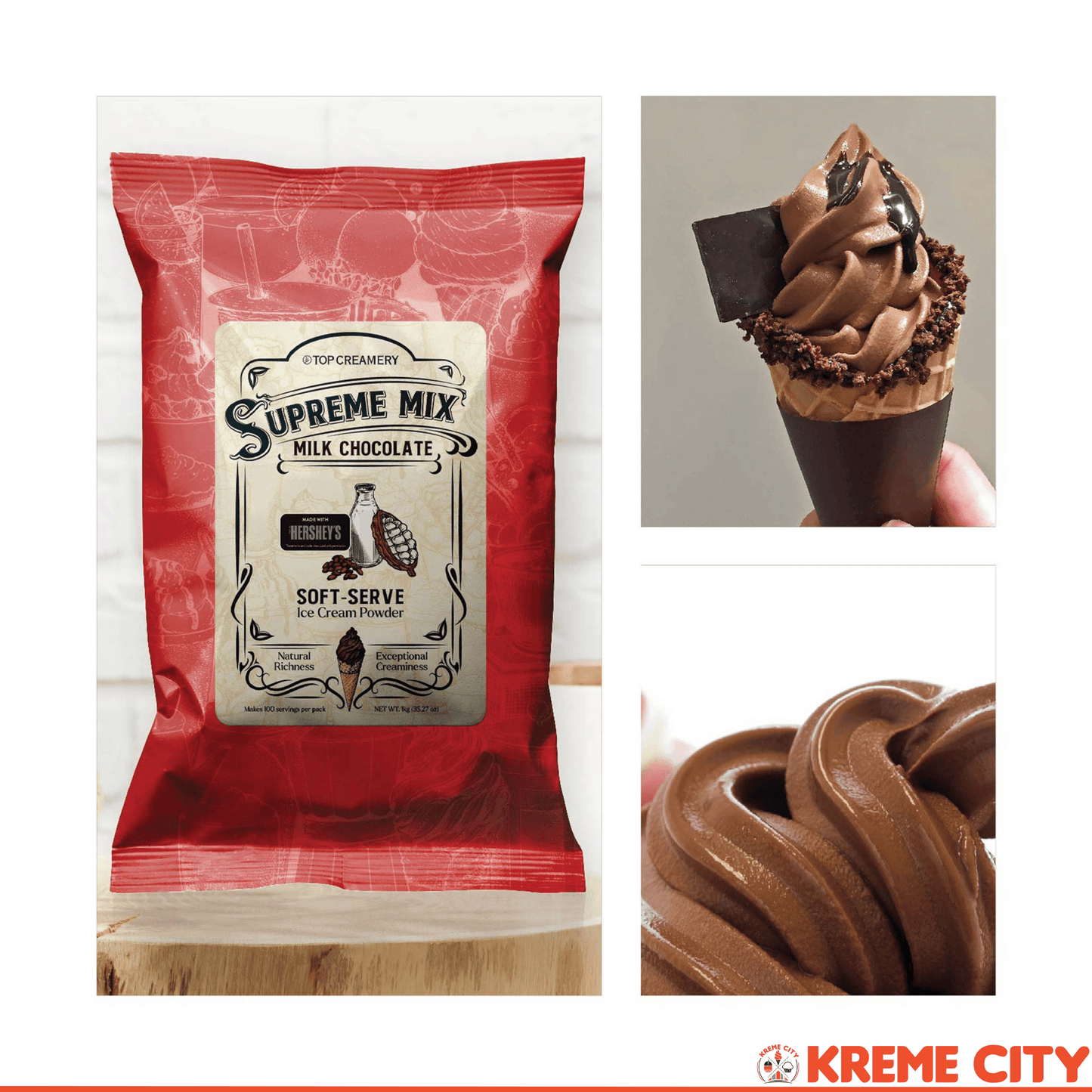 TOP Creamery Supreme Mix Milk Chocolate Soft Serve Ice Cream Powder Premix 1kg