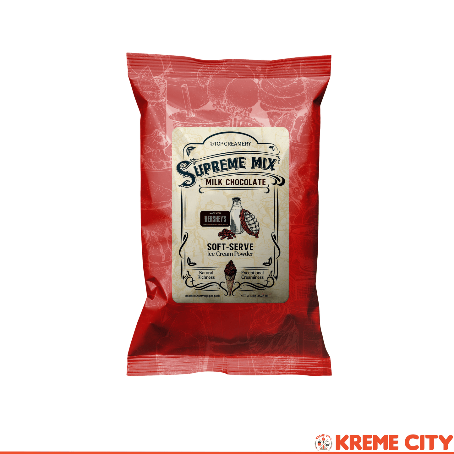 TOP Creamery Supreme Mix Milk Chocolate Soft Serve Ice Cream Powder Premix 1kg