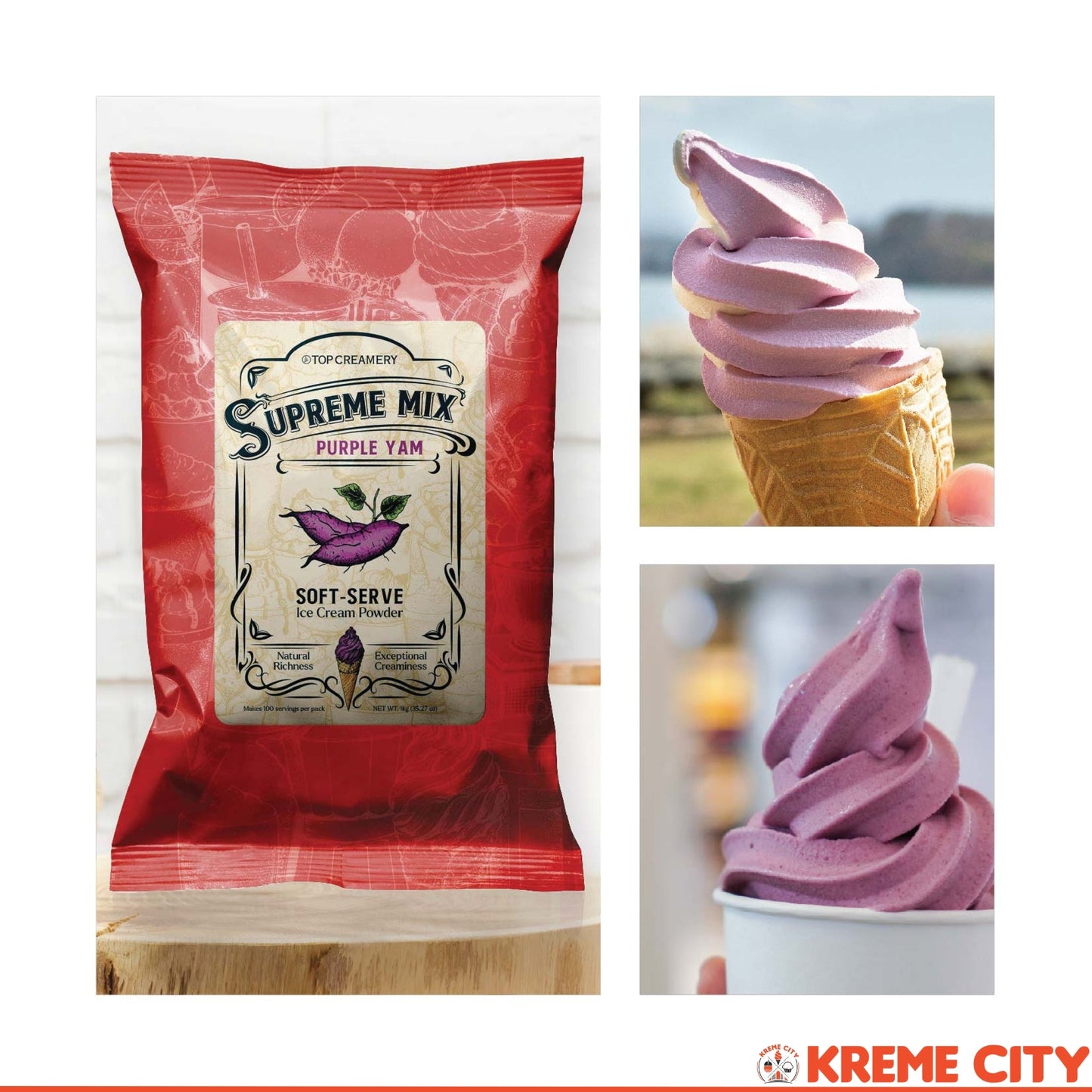 TOP Creamery Supreme Mix Purple Yam Soft Serve Ice Cream Powder Premix 1kg