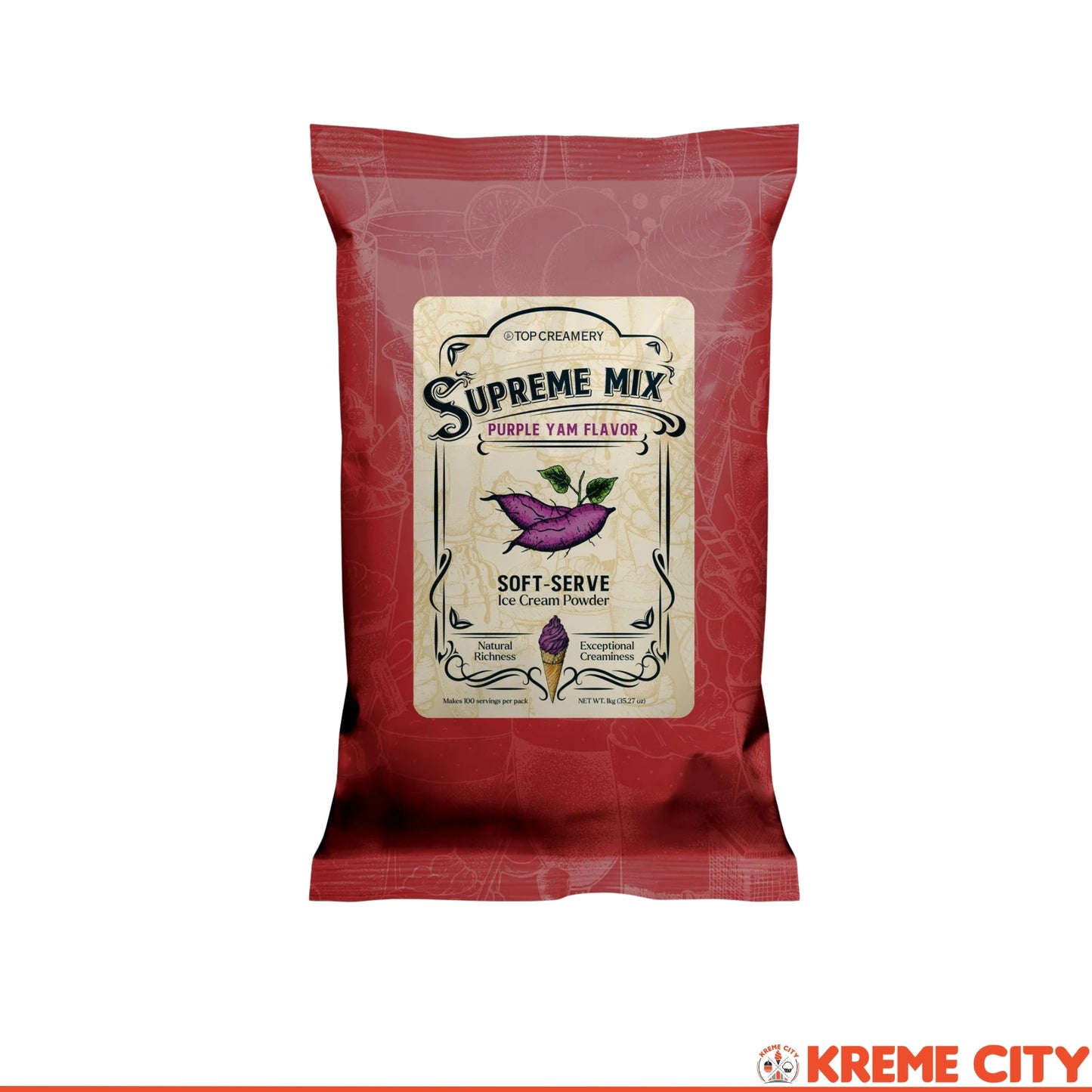TOP Creamery Supreme Mix Purple Yam Soft Serve Ice Cream Powder Premix 1kg
