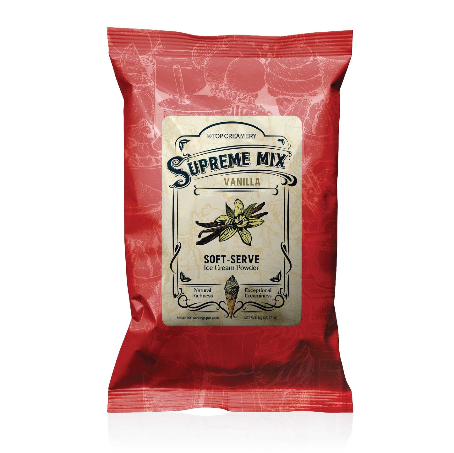 TOP Creamery Supreme Mix Vanilla Soft Serve Ice Cream Powder Premix 1kg