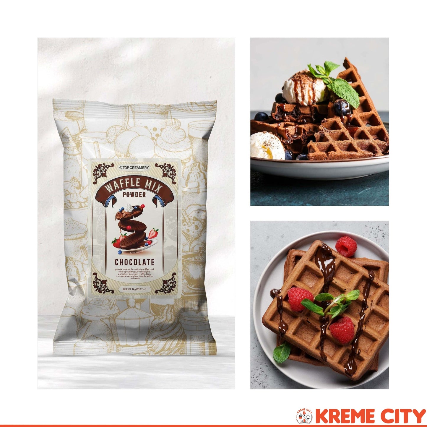 TOP Creamery Waffle Mix Powder Chocolate 1kg