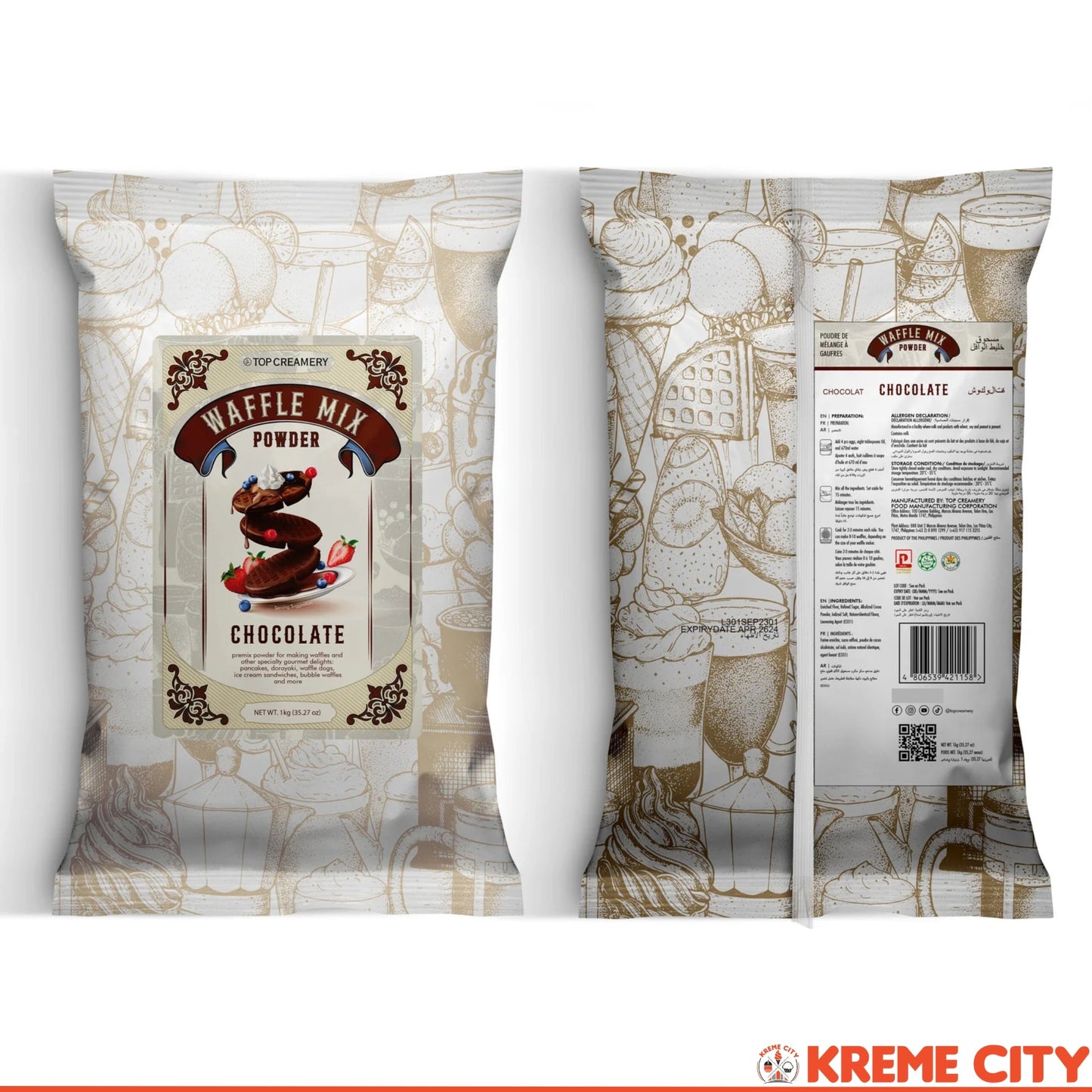 TOP Creamery Waffle Mix Powder Chocolate 1kg