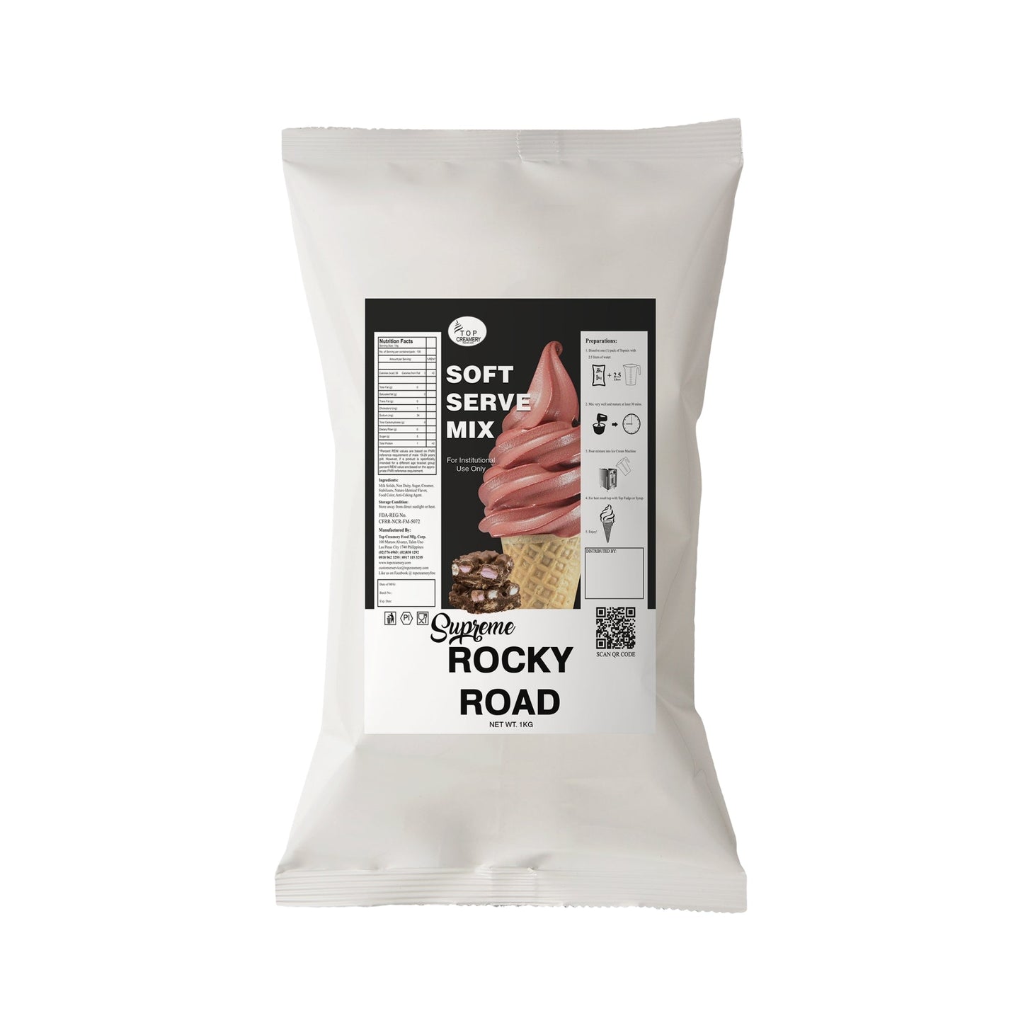 TOP Creamery Supreme Rocky Road Soft Serve Ice Cream Powder 1kg