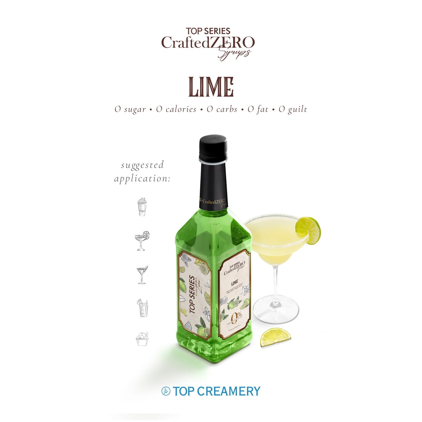 TOP Creamery Top Series CraftedZERO Lime Syrup 750ml