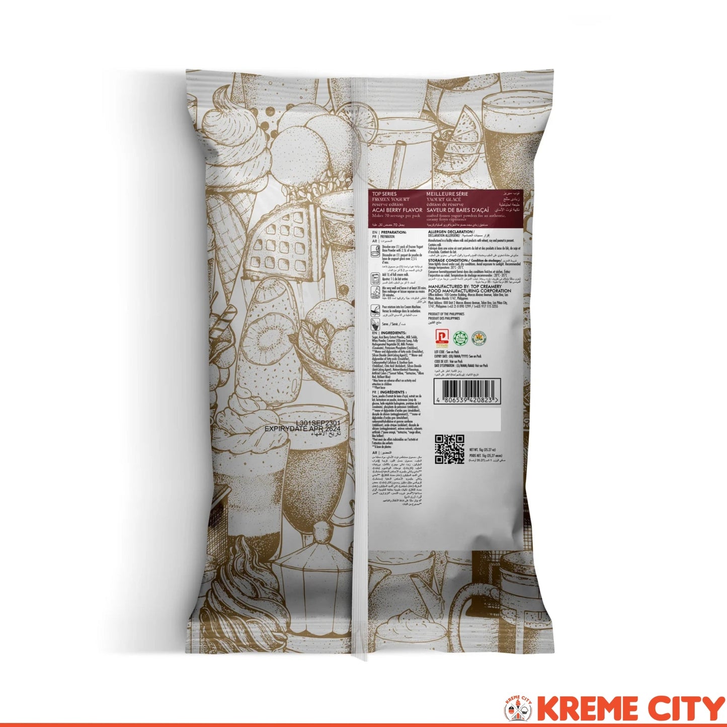 TOP Creamery Top Series Reserve Edition Frozen Yogurt Acai Berry Powder Premix 1kg