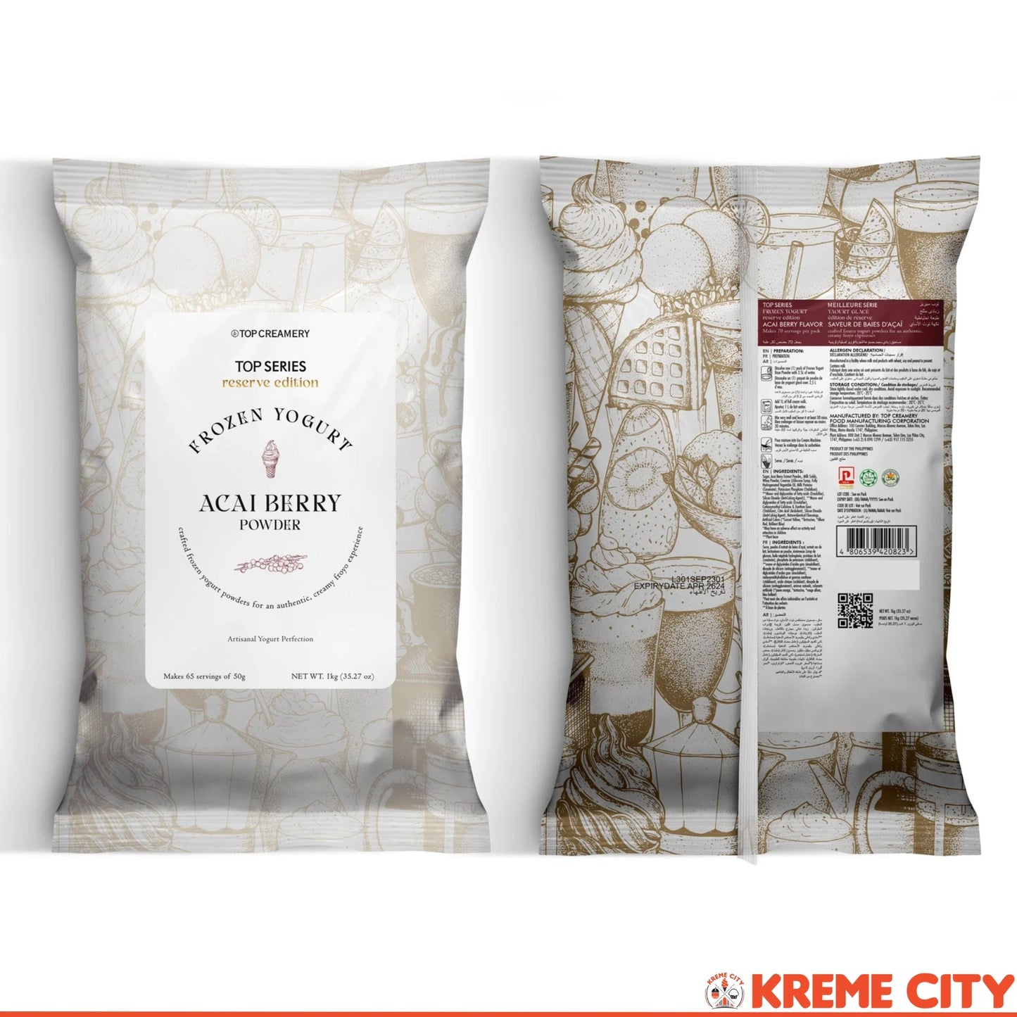 TOP Creamery Top Series Reserve Edition Frozen Yogurt Acai Berry Powder Premix 1kg