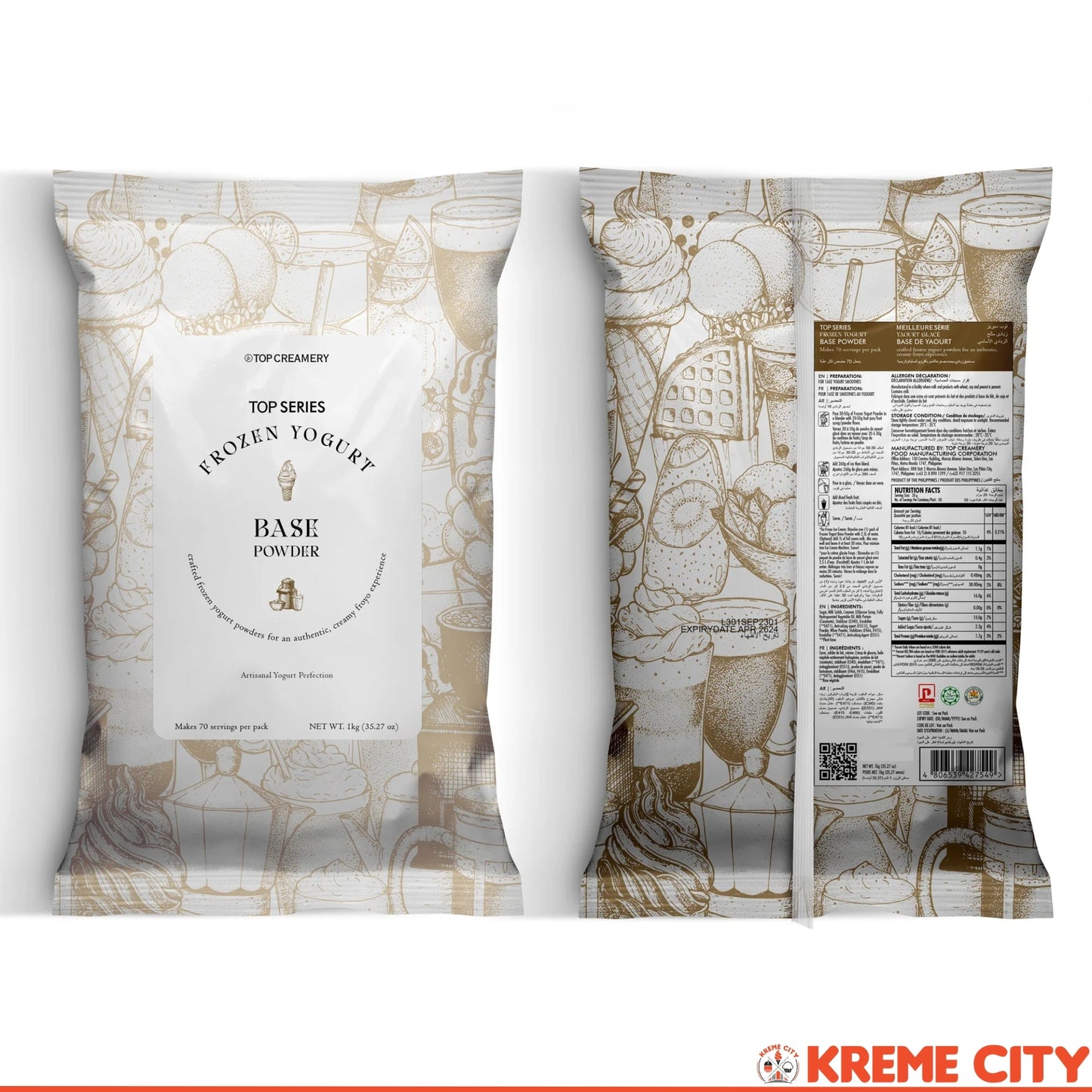 TOP Creamery Top Series Frozen Yogurt Base Powder Premix 1kg