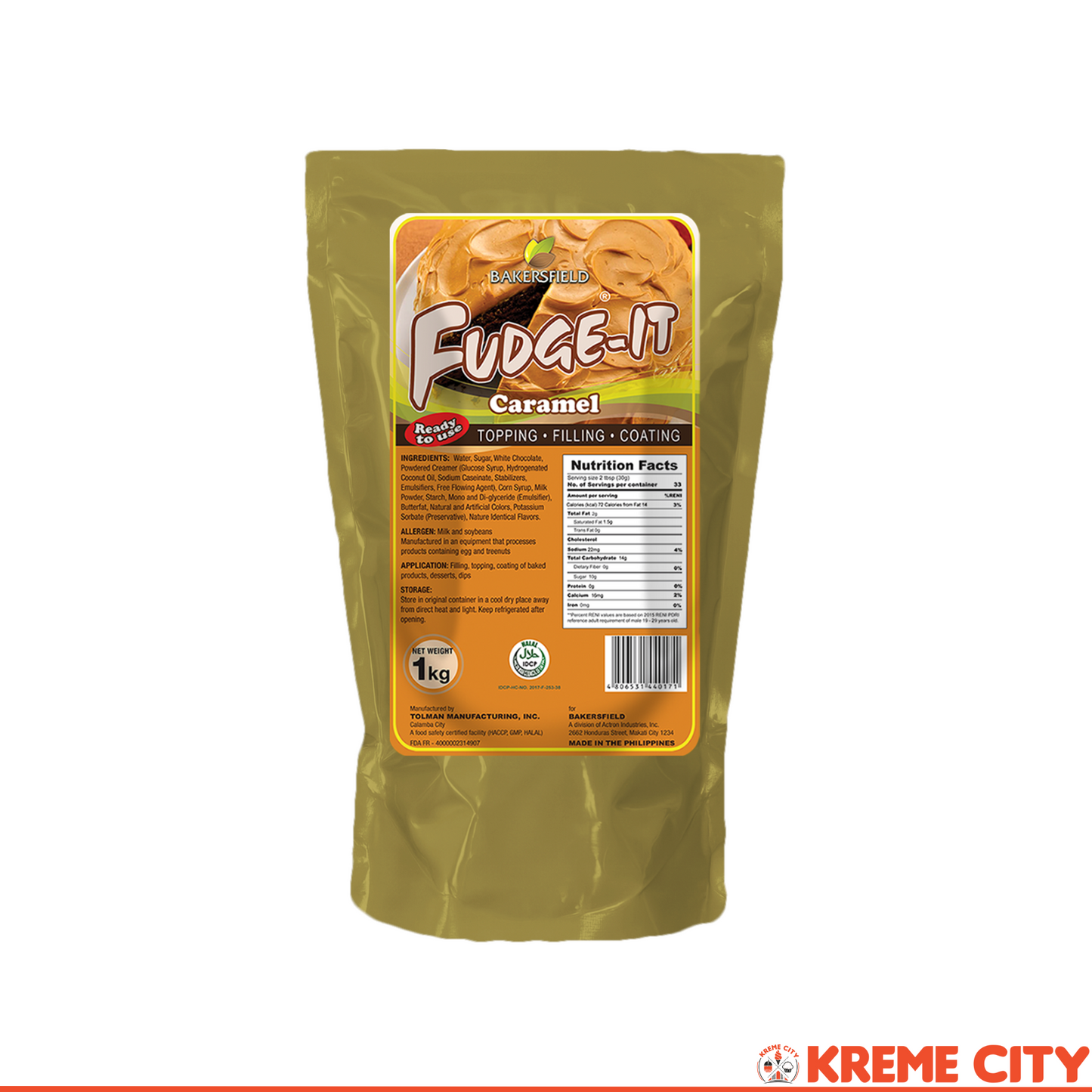 Bakersfield Fudge-It Caramel Topping Filling Coating 1kg
