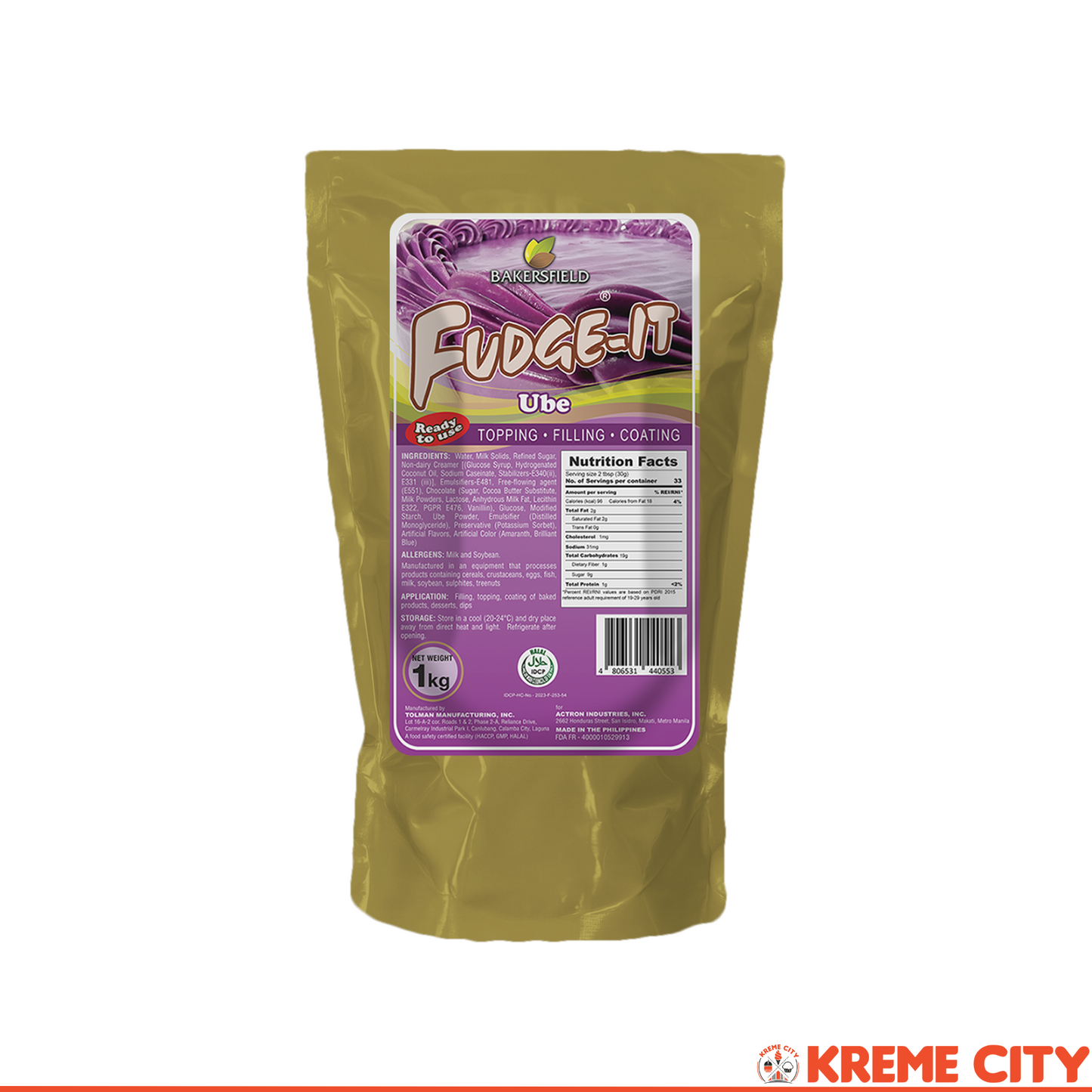 Bakersfield Fudge-It Ube Topping Filling Coating 1kg