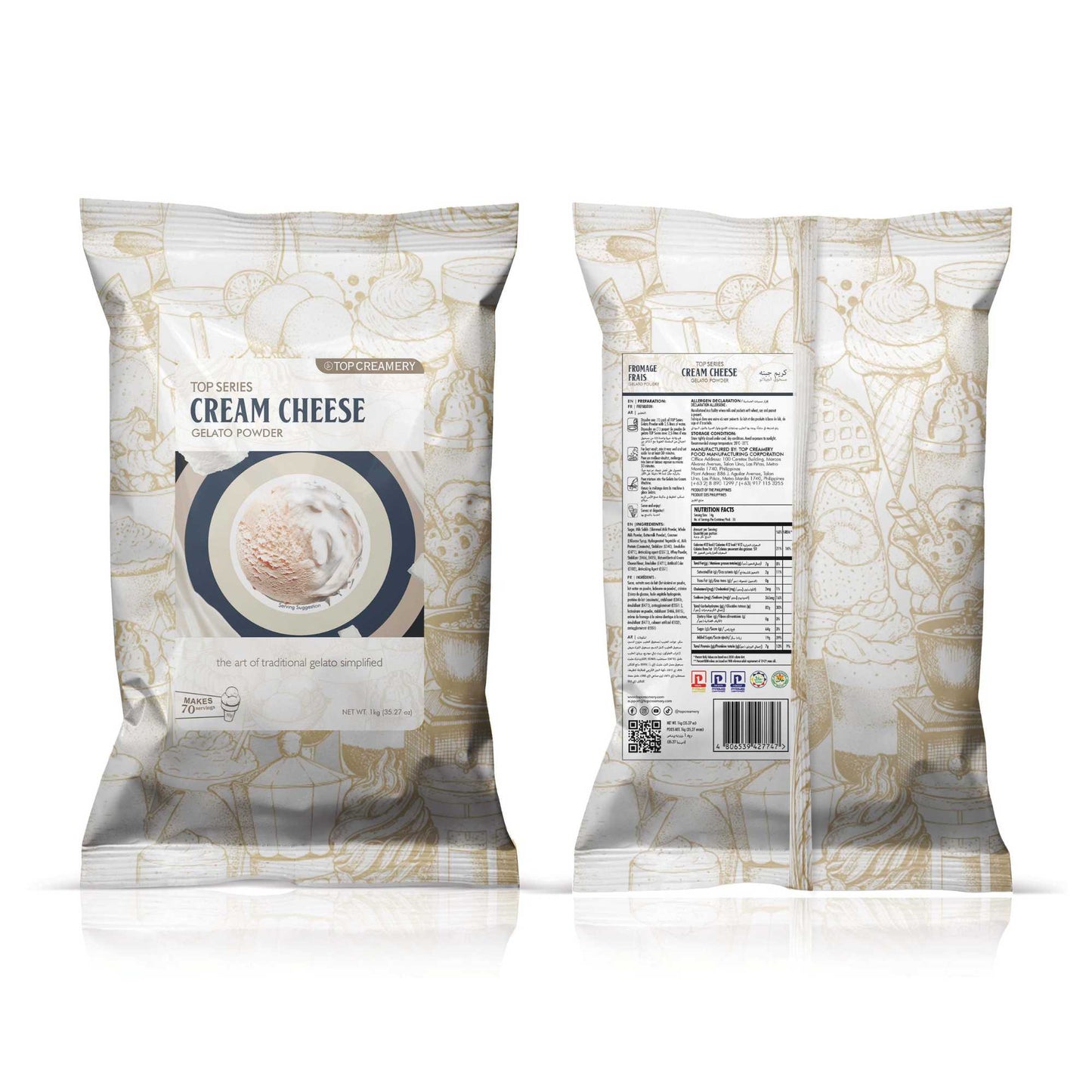 TOP Creamery Top Series Gelato Cream Cheese Ice Cream Powder Premix 1kg