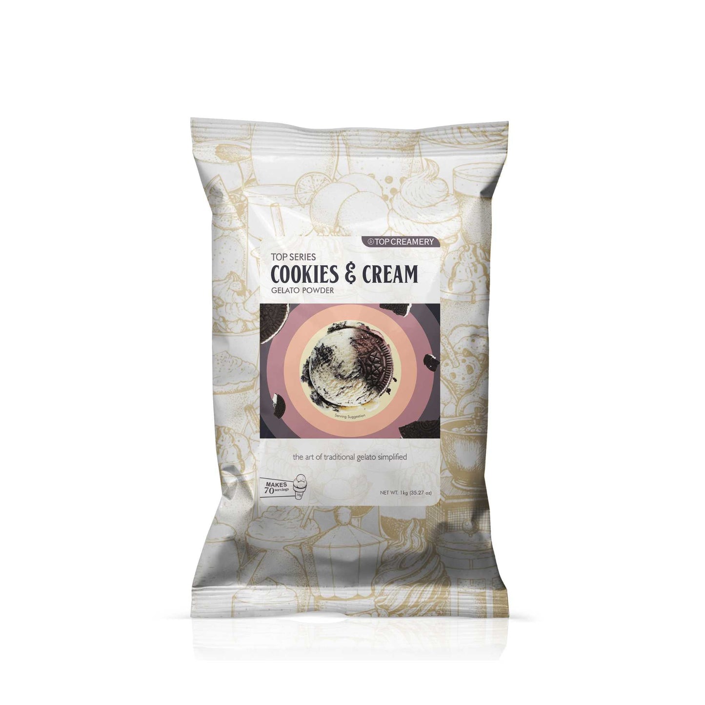 TOP Creamery Top Series Gelato Cookies and Cream Ice Cream Powder Premix 1kg