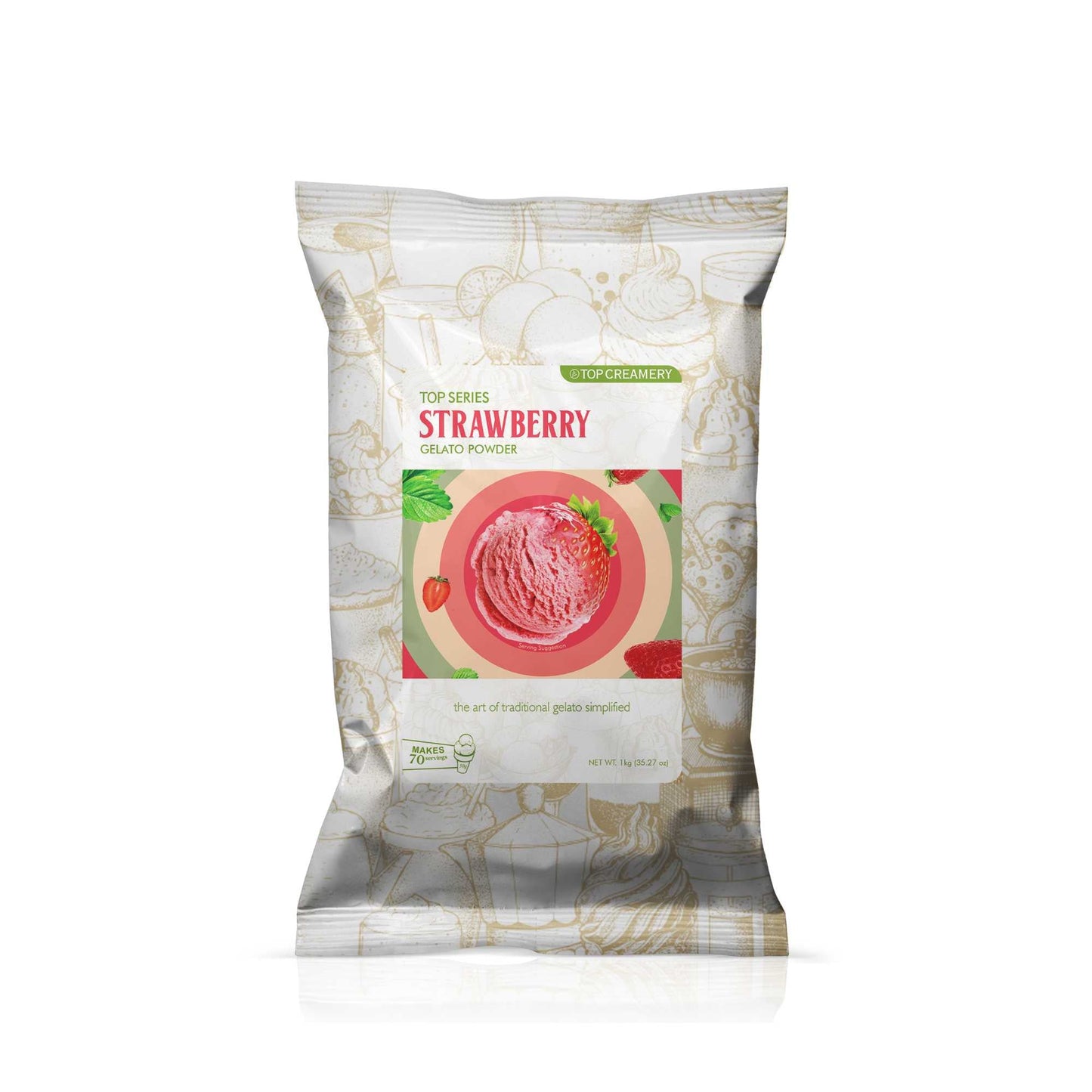 TOP Creamery Top Series Gelato Strawberry Ice Cream Powder Premix 1kg