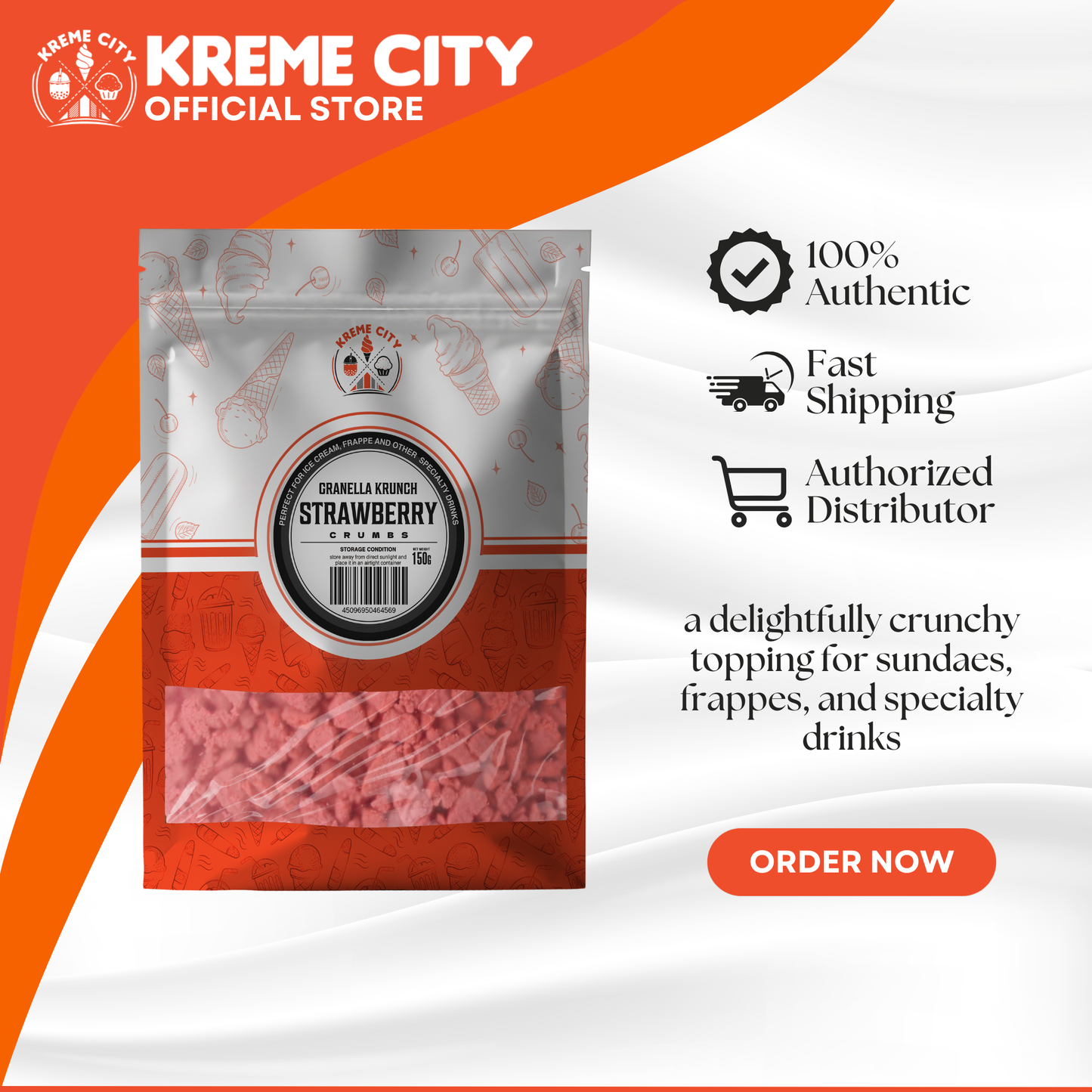 Kreme City Granella Krunch Strawberry 150g