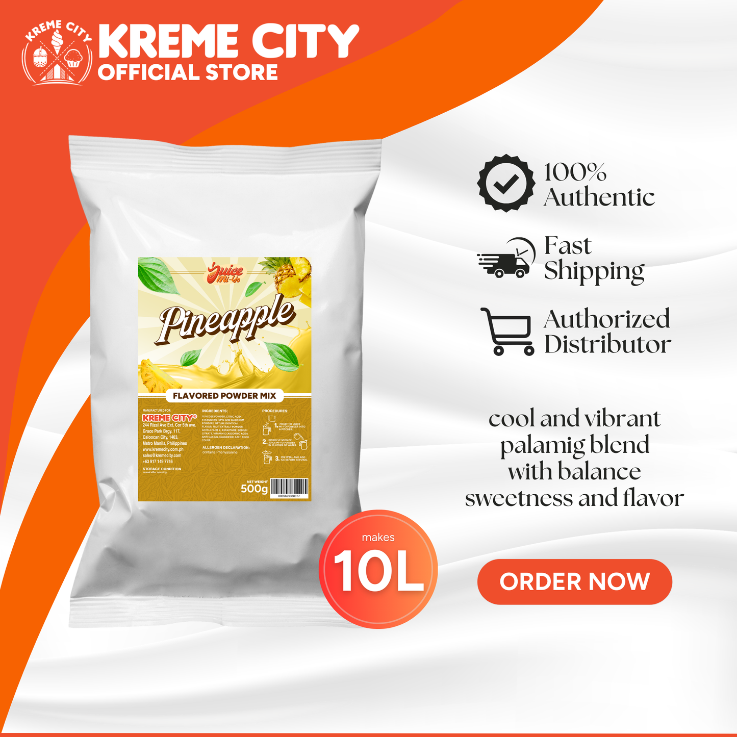 Kreme City Juice Mi-Yo Pineapple Flavored Powder Drink Mix 500g