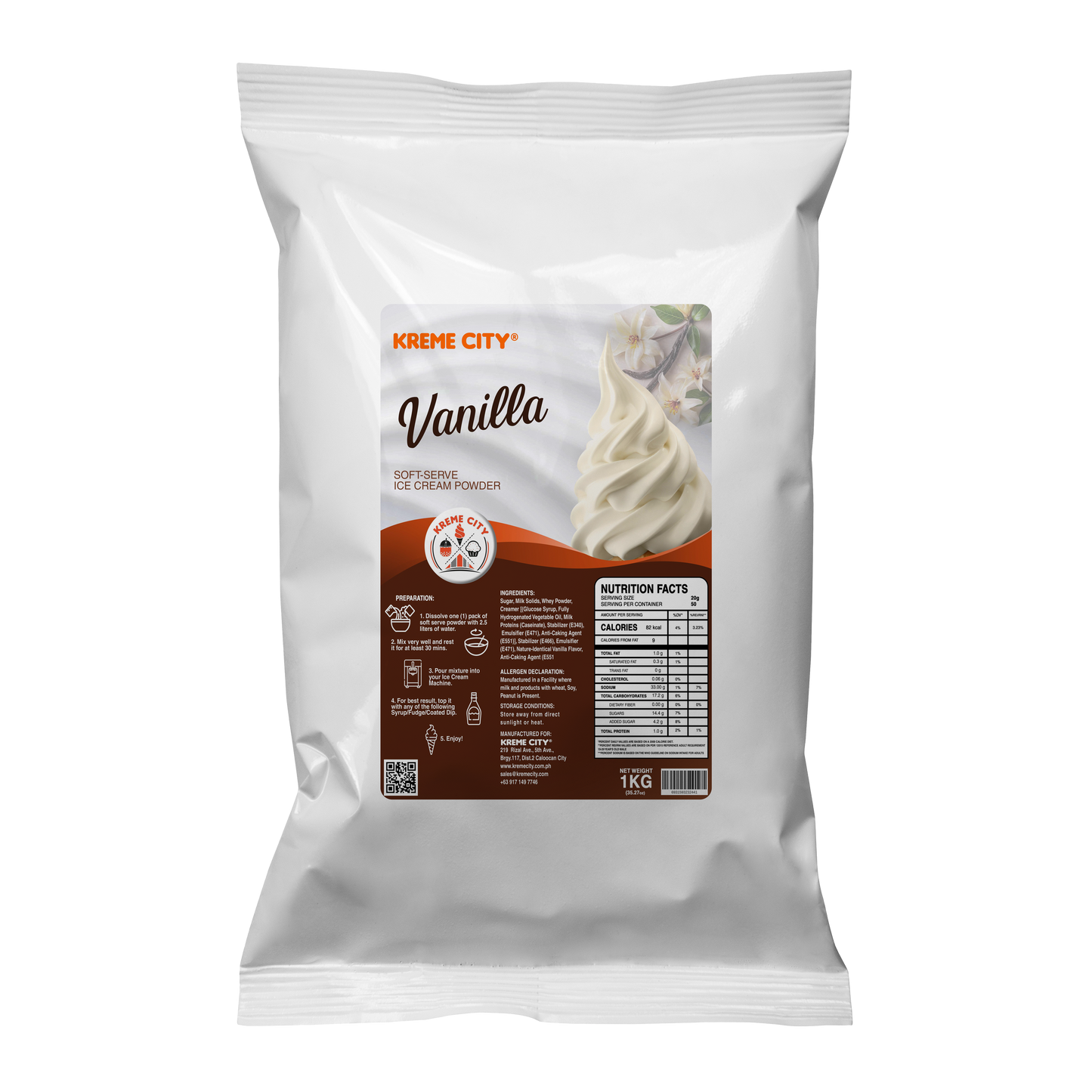 Kreme City Vanilla Soft Serve Ice Cream Powder Premix 1kg