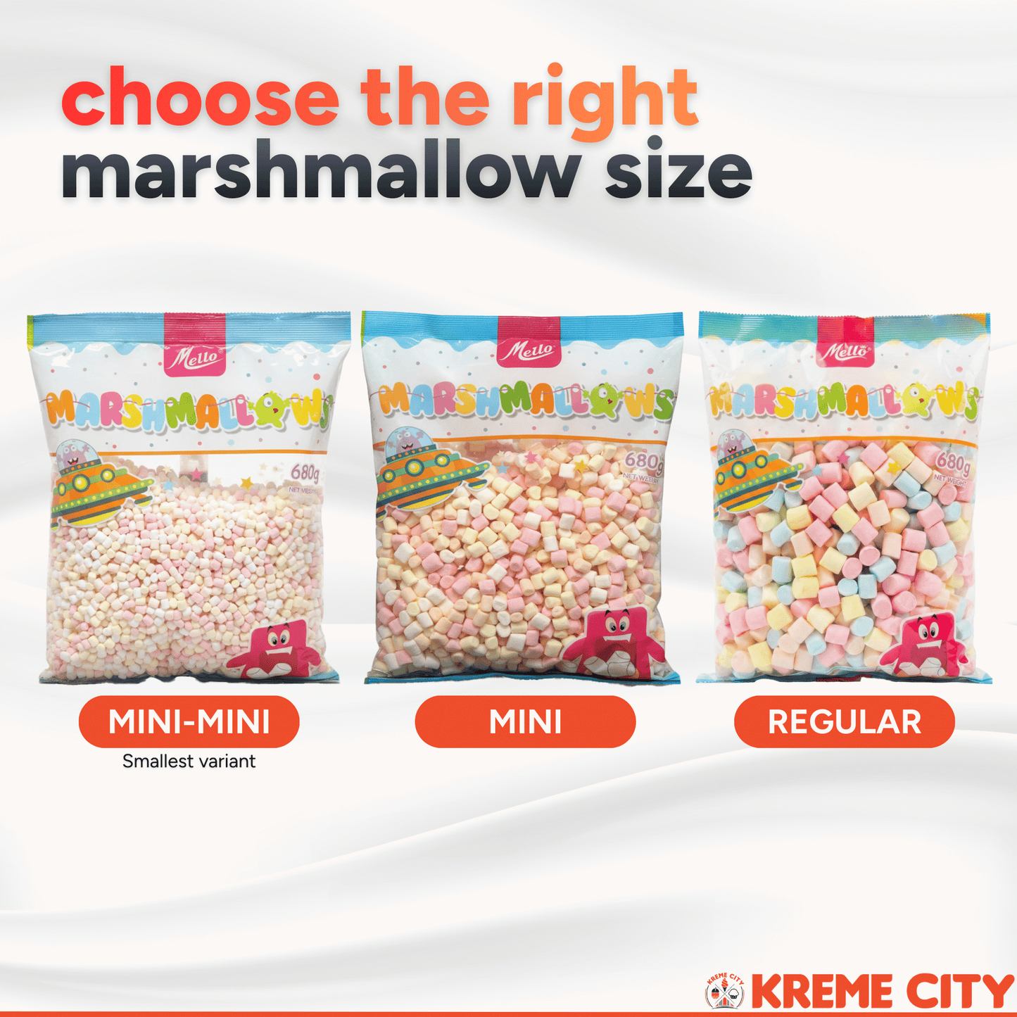 Mello Marshmallows Assorted Mini-Mini 680g