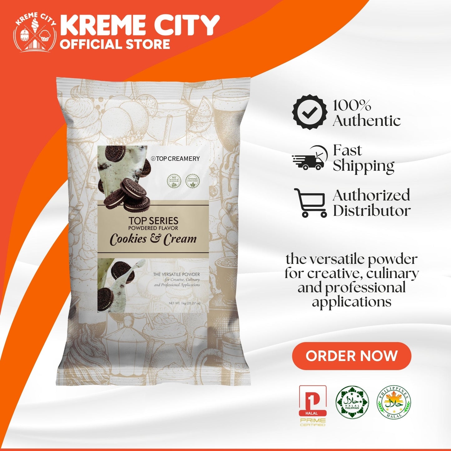 TOP Creamery Top Series Cookies and Cream Powdered Flavor 1kg