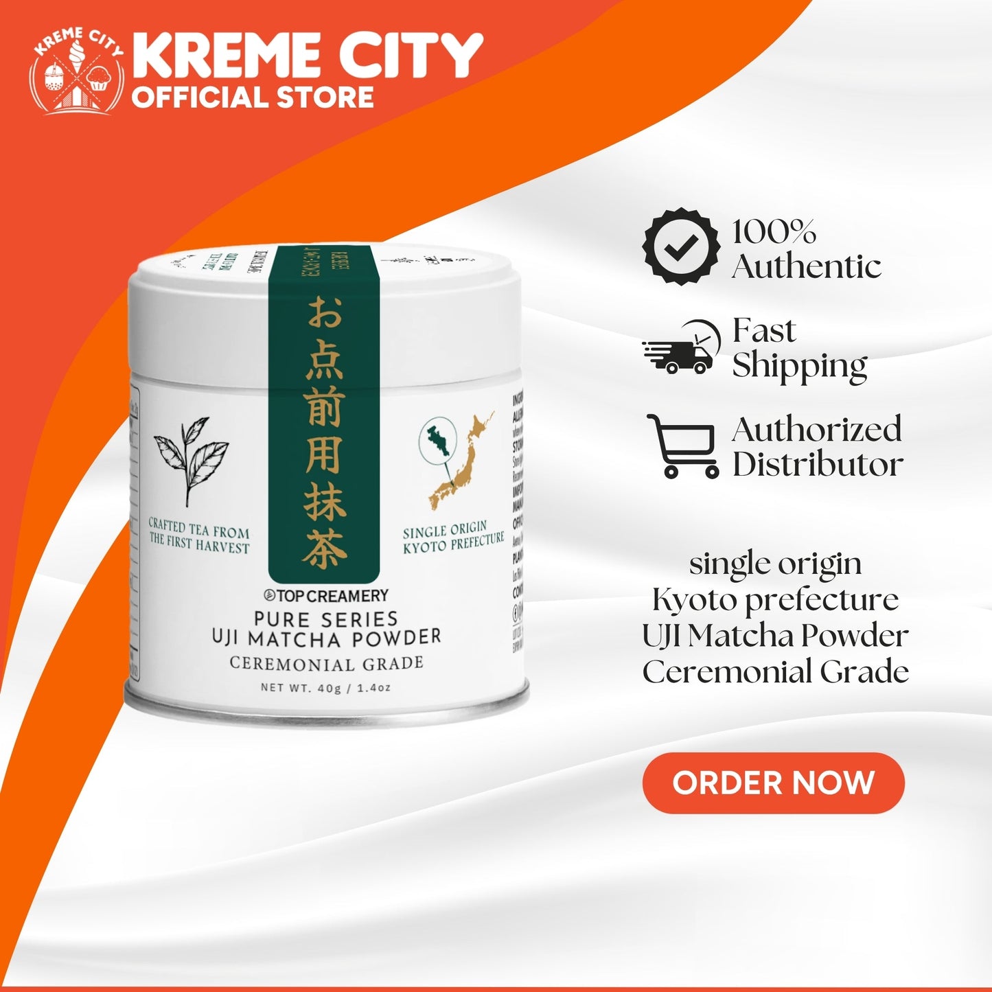[PRE-ORDER] TOP Creamery Pure Series Ceremonial Grade UJI Matcha Powder 40g