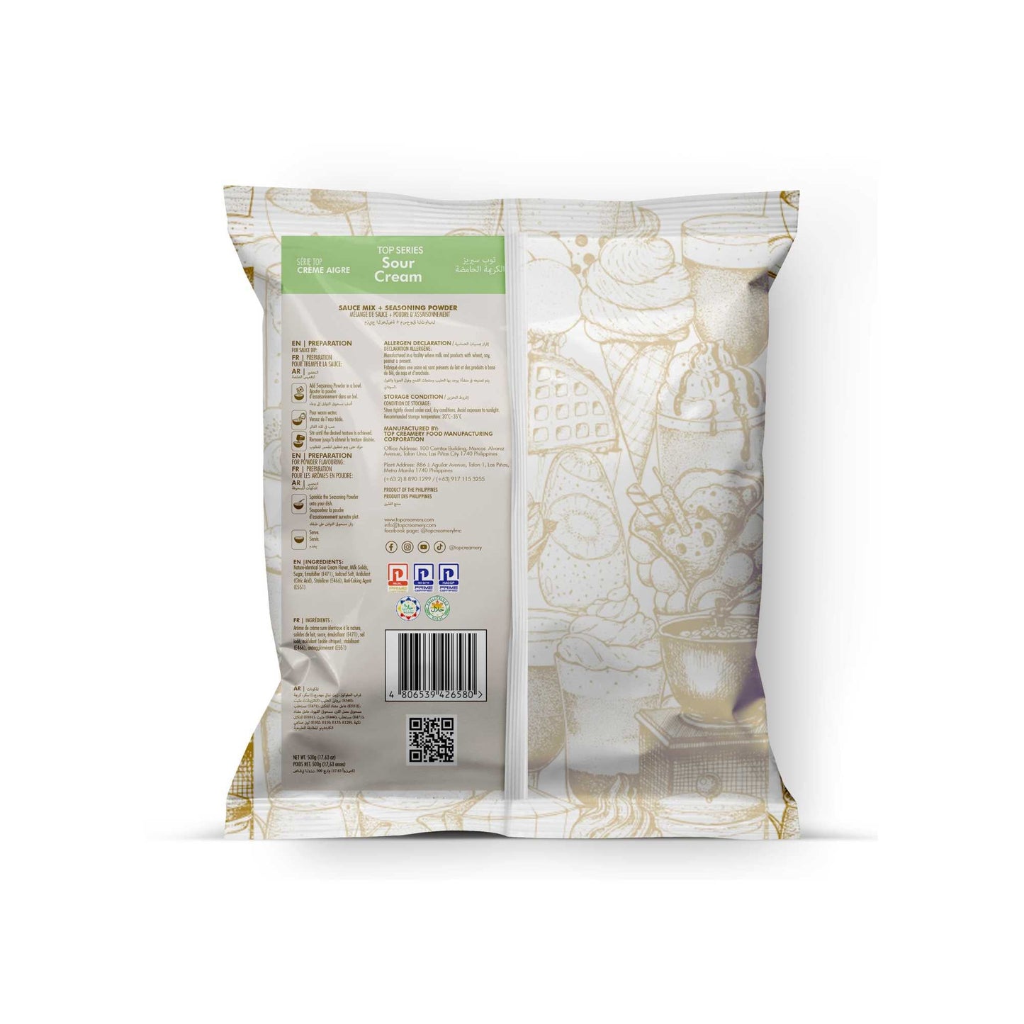 TOP Creamery Top Series Sour Cream Sauce Mix + Seasoning Powder 500g