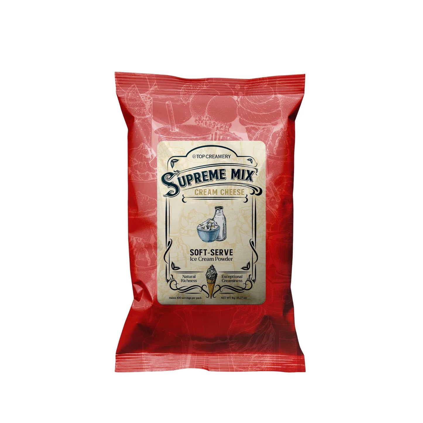 TOP Creamery Supreme Mix Cream Cheese Soft Serve Ice Cream Powder Premix 1kg