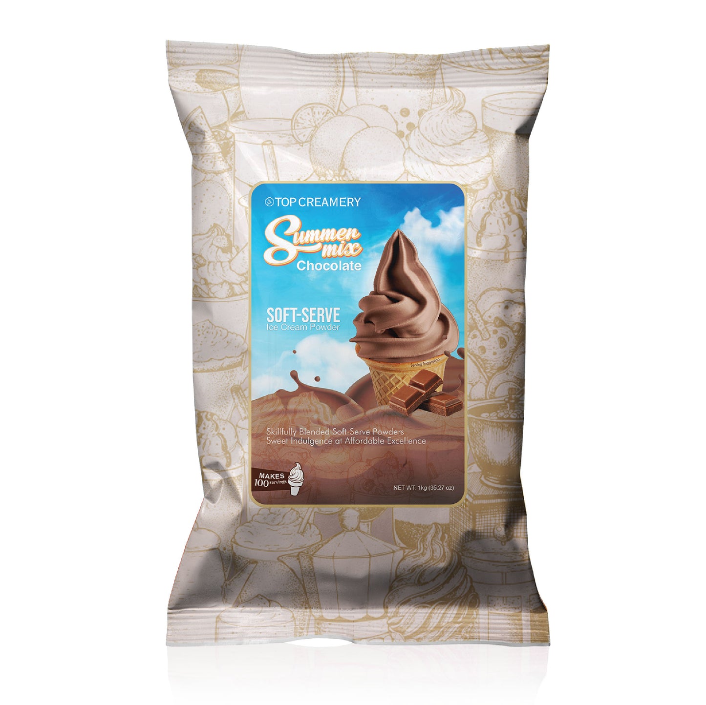 TOP Creamery Summer Chocolate Soft Serve Ice Cream Powder Premix 1kg