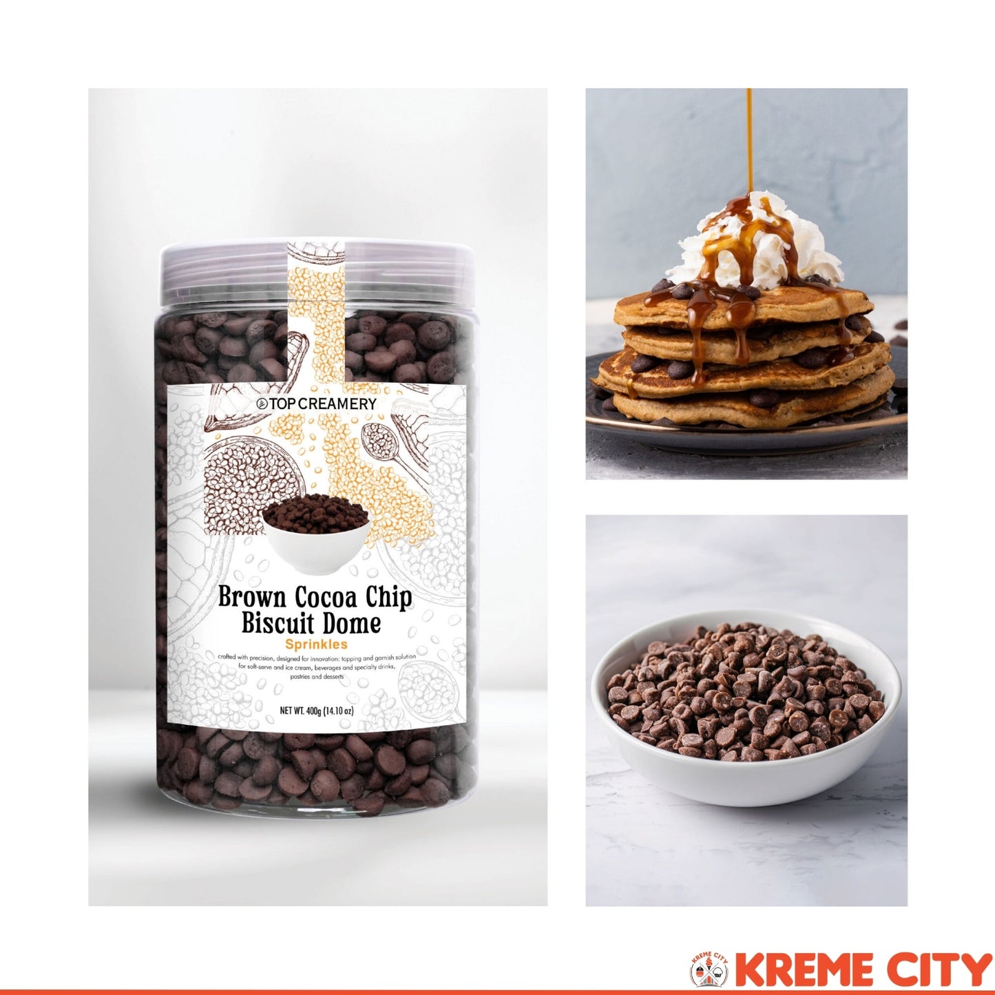 TOP Creamery Brown Cocoa Chip Biscuit Dome Sprinkles 400g