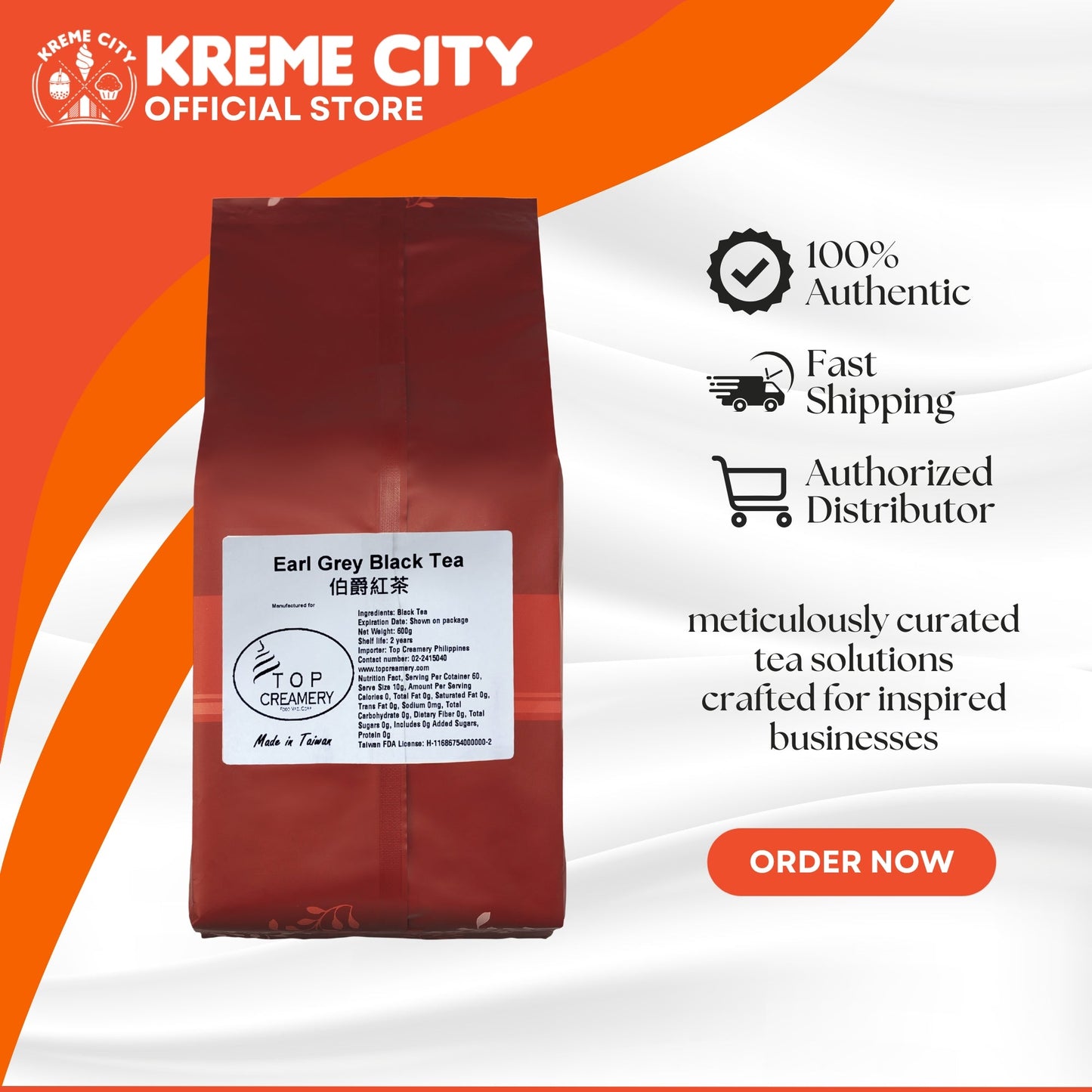 TOP Creamery Earl Grey Black Tea Loose Leaves 600g