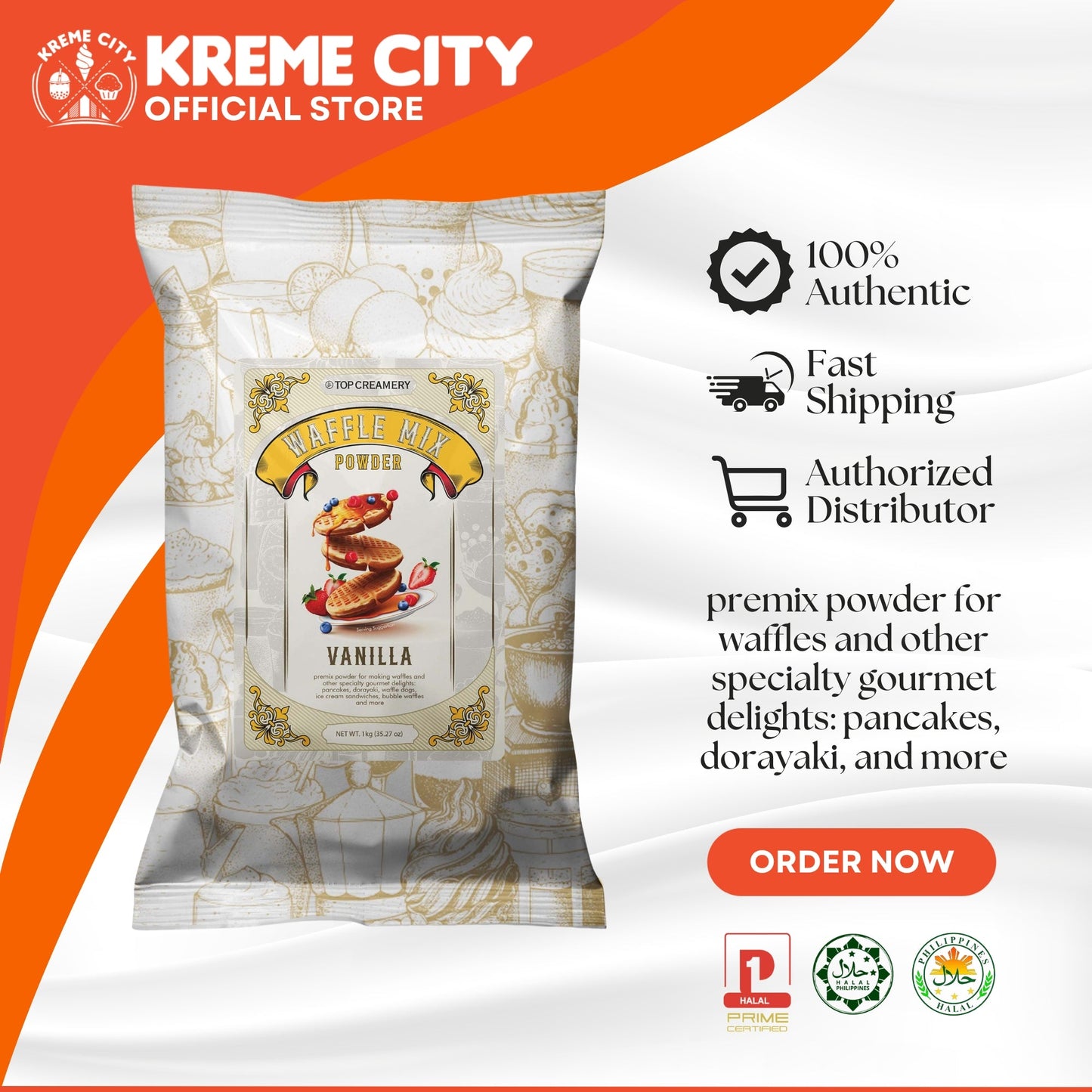 TOP Creamery Waffle Mix Powder Vanilla 1kg