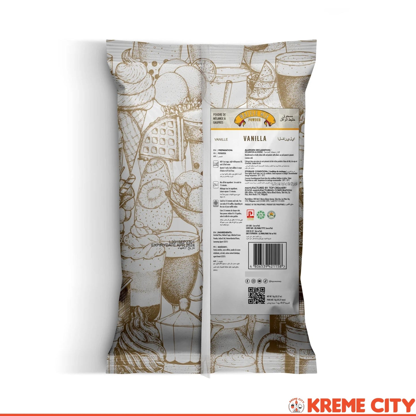 TOP Creamery Waffle Mix Powder Vanilla 1kg