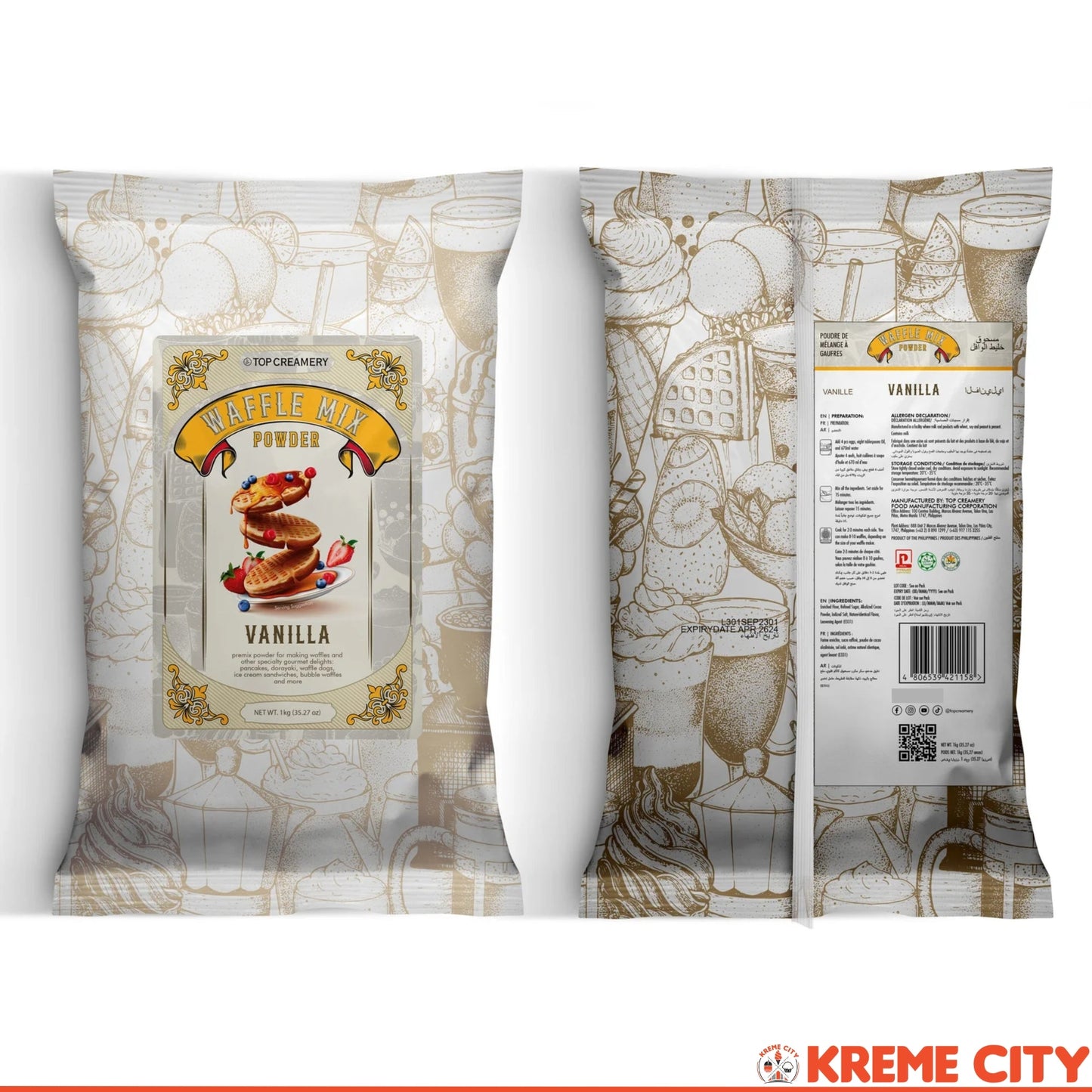 TOP Creamery Waffle Mix Powder Vanilla 1kg