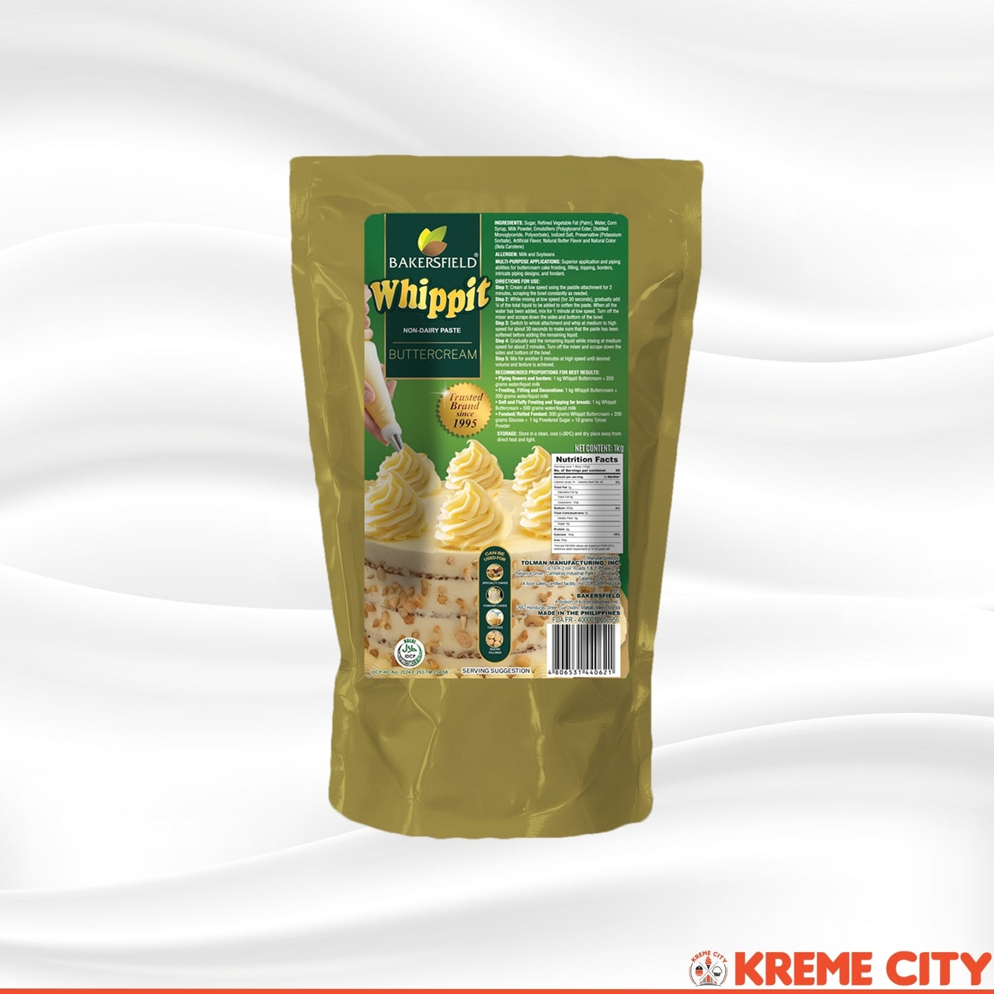 Bakersfield Whippit Buttercream Non-Dairy Cream Paste 1kg