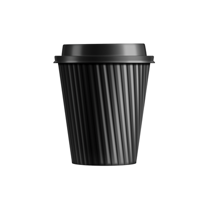 Kreme City Disposable Rippled Coffee Paper Cups with Lids