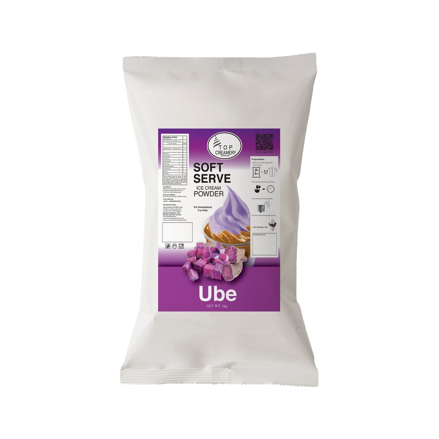 TOP Creamery Topmix Ube Soft Serve Ice Cream Powder Premix 1kg